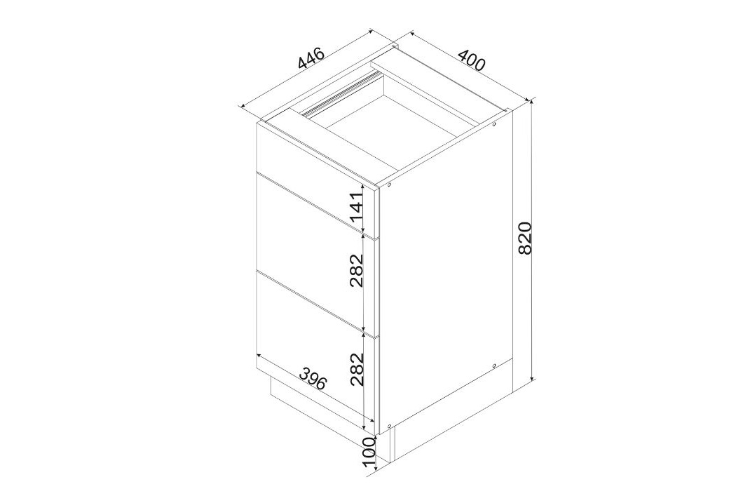 Skrinka Kuchynská so zásuvkami Sonja D40 S/3 - Béžová Pieskový Skrinka Kuchynská dolná Sonja D40 S/3 so zásuvkami - Béžová Pieskový