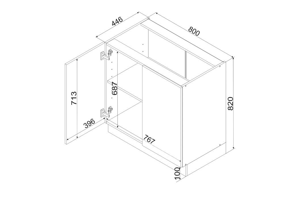 Spodní kuchyňská skříňka Sonja 80 cm dvoudveřová - béžová / písková skříňka kuchyňská spodní Sonja D80 dvoudveřová - béžová Pískový