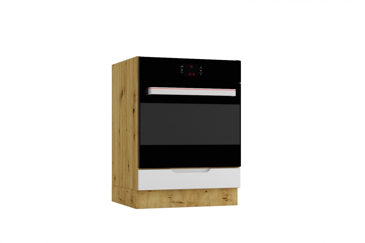 Dolná skrinka Isabel DK60 na vstavanú rúru – svetlosivý mat / dub artisan Skrinka Kuchynská pod zabudowe piekarnika Isabel DK60 - svetlý šedý mat / Dub artisan