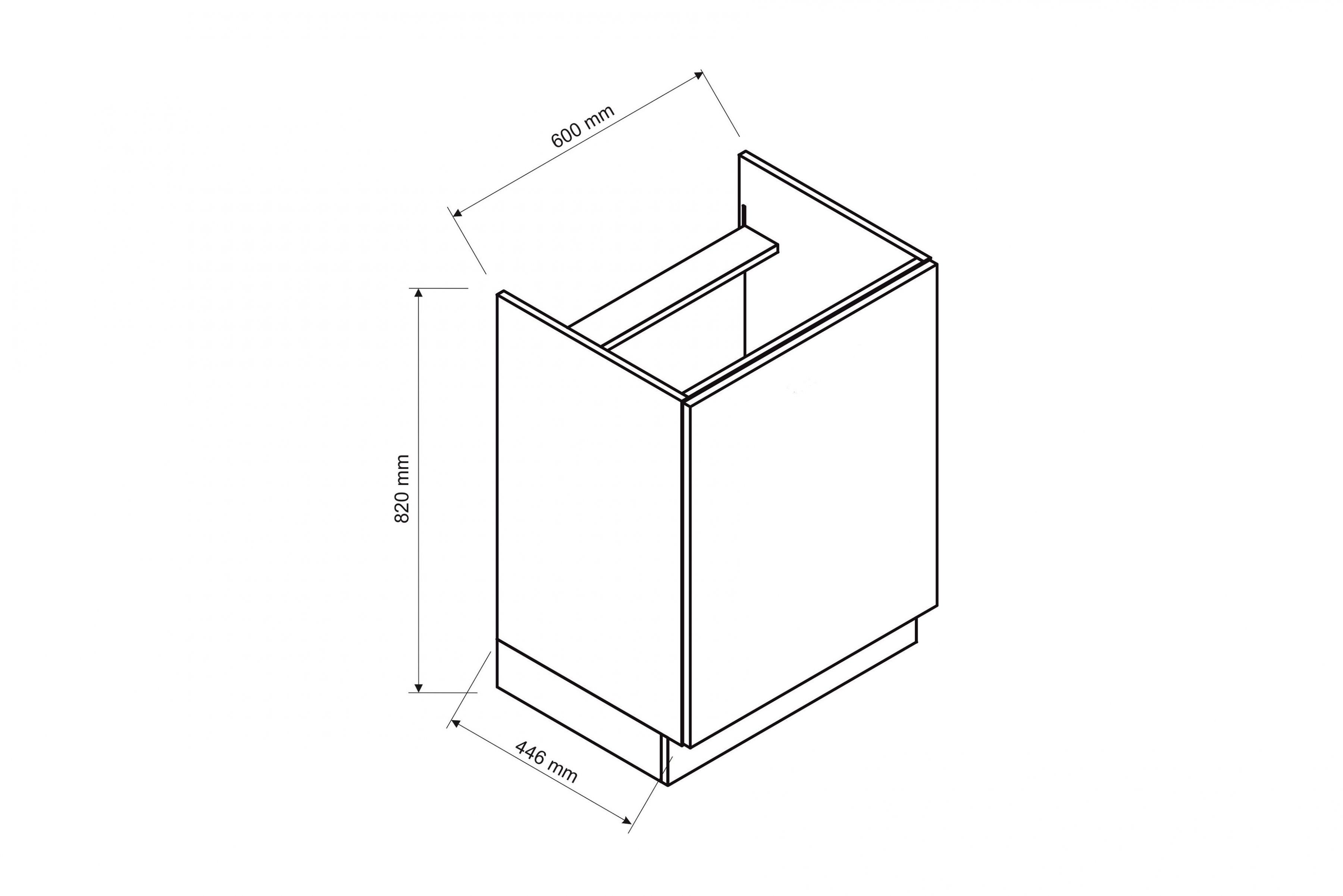 Dolná kuchynská skrinka Isabel D60 PC na vstavanú varnú dosku – čierny hrášok / dub artisan Skrinka Kuchynská pod zabudowe plyty grzewczej Isabel D60 PC - Čierny Grášok / Dub artisan
