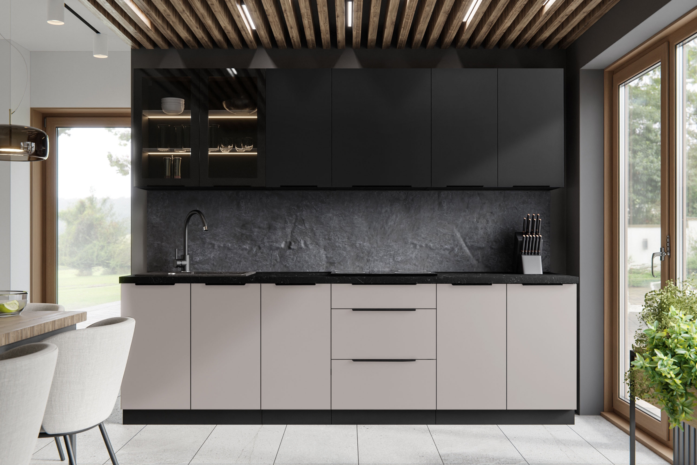 Závěsná kuchyňská skříňka Armonza 80 GU-36 nízká - černý mat skříňka kuchyňská závěsná Armonza 80 GU-36 nízká - černá mat