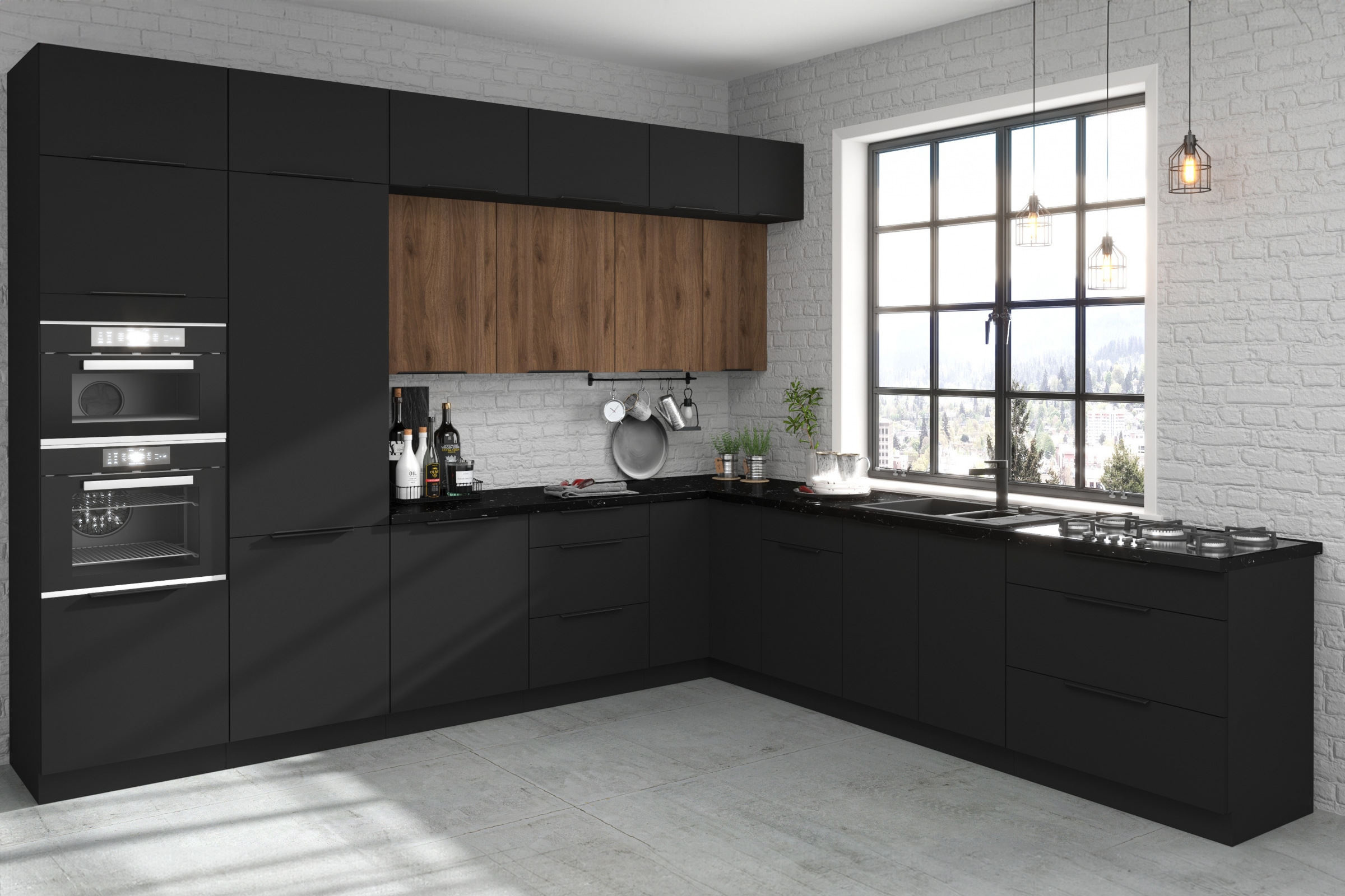 Závěsná kuchyňská skříňka Armonza 80 GU-36 nízká - černý mat skříňka kuchyňská závěsná Armonza 80 GU-36 nízká - černá mat