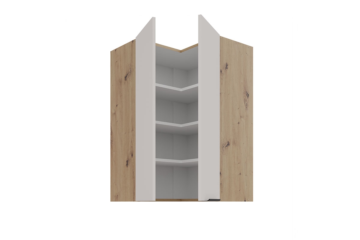 Kuchyňská horní rohová skříňka Arvani 60x60 GN-90 dvoudveřová - kašmír / dub artisan skříňka kuchyňská závěsná Arvani 60x60 GN-90 rohová dvoudveřová - kašmír / dub artisan