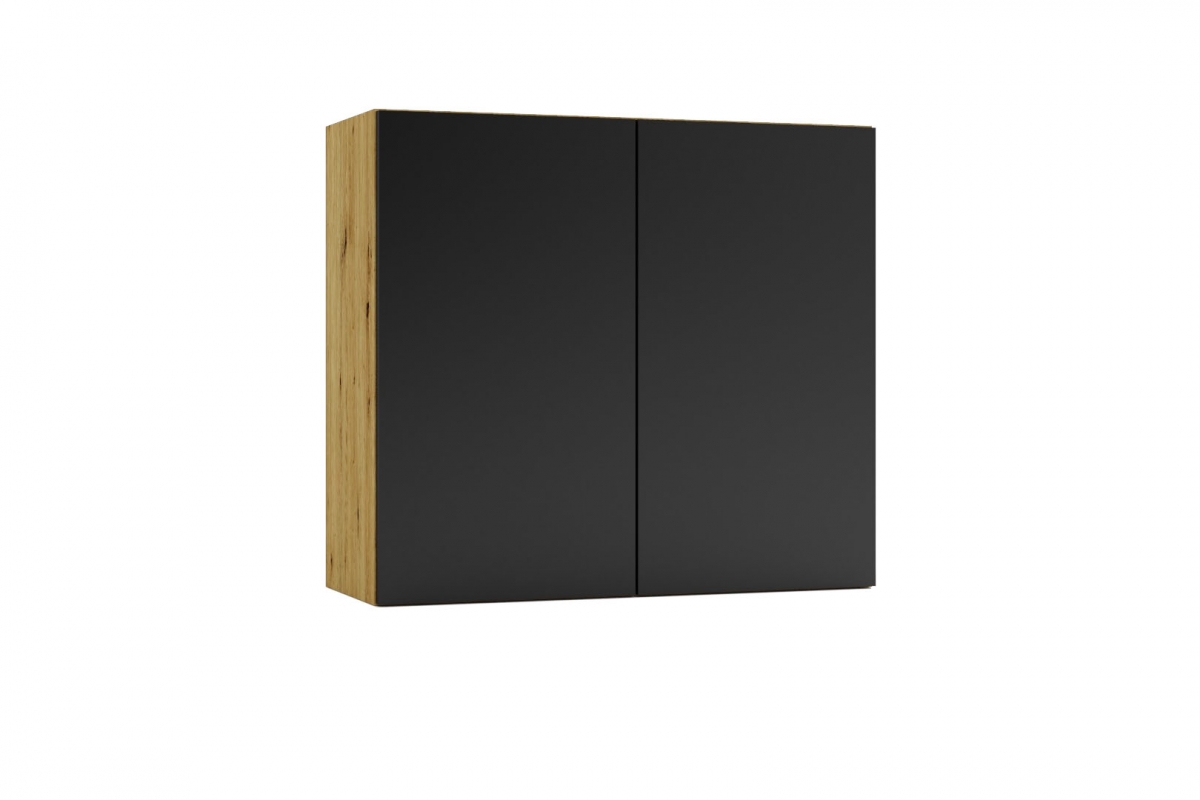 Horná kuchynská skrinka Isabel W80 dvojdverová – čierny hrášok / dub artisan Skrinka Kuchynská závesná dvojdverová Isabel W80 - Čierny Grášok / Dub artisan