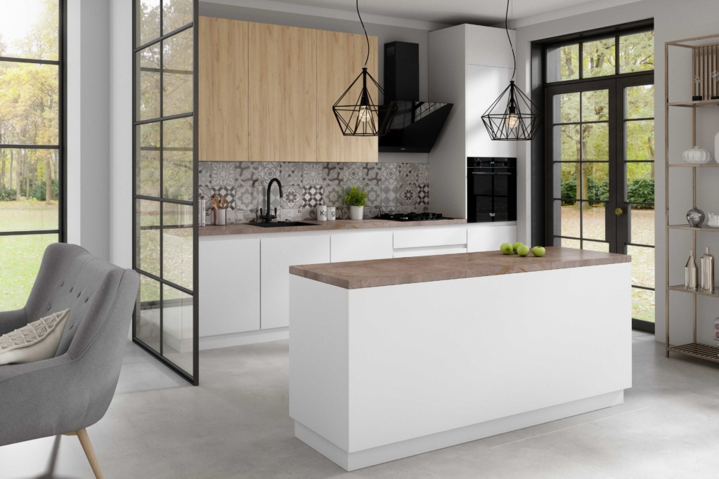 Závesná kuchynská skrinka Campari WOG50/36/58 nízka hĺbková kolekcia nábytku kuchynského Campari - Farebné prevedenie predných časti biely mat i Dub kraft Žltý 