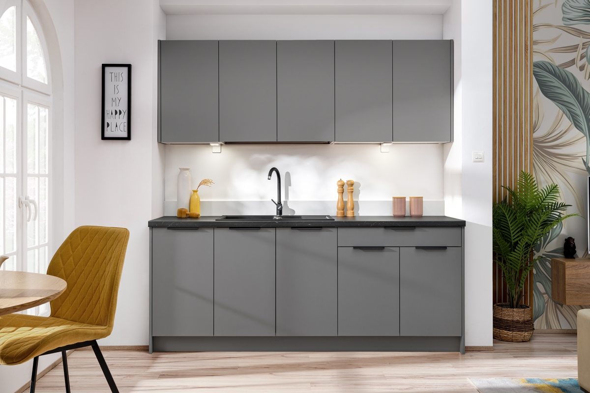 Závěsná kuchyňská skříňka Ilandia W60.1/71 P3 se sadou s digestoří - šedý mat Skříňka kuchyňská závěsná Ilandia W60.1/71 P3 w zestawie z okapem - šedá mat