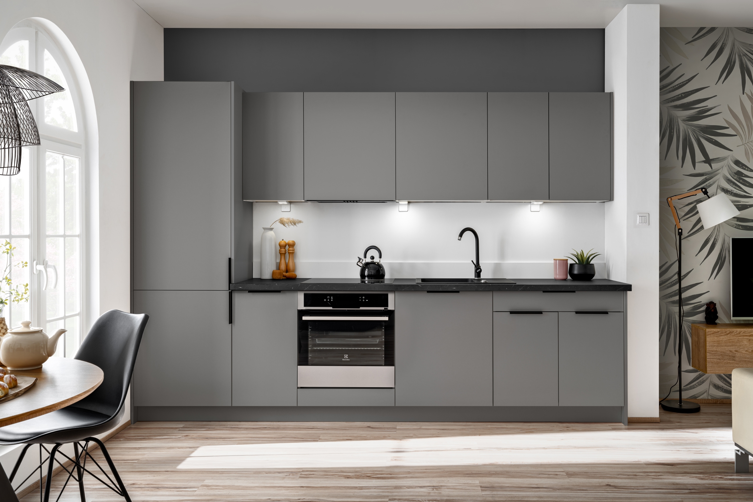 Závěsná kuchyňská skříňka Ilandia W60.1/71 P3 se sadou s digestoří - šedý mat Skříňka kuchyňská závěsná Ilandia W60.1/71 P3 w zestawie z okapem - šedá mat