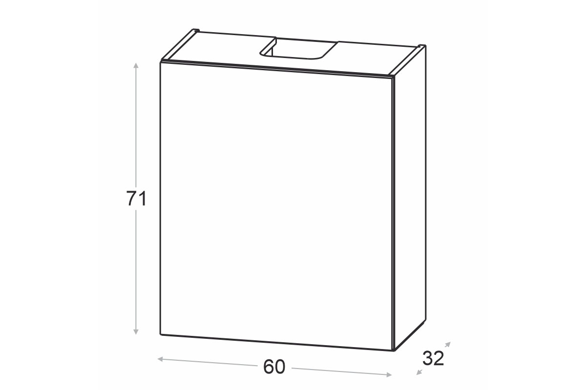 Závěsná kuchyňská skříňka Ilandia W60.1/71 P3 se sadou s digestoří - šedý mat Skříňka kuchyňská závěsná Ilandia W60.1/71 P3 w zestawie z okapem - šedá mat