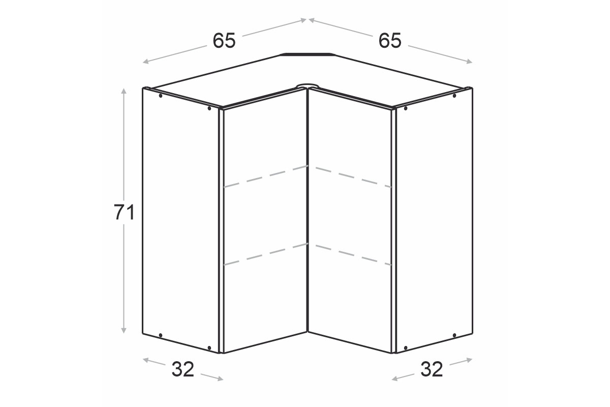 Závěsná rohová skříňka Ilandia WRP65/71 dvoudveřová - kašmír mat Skříňka kuchyňská závěsná Ilandia WRP65/71 dvoudveřová rohová - kašmír mat