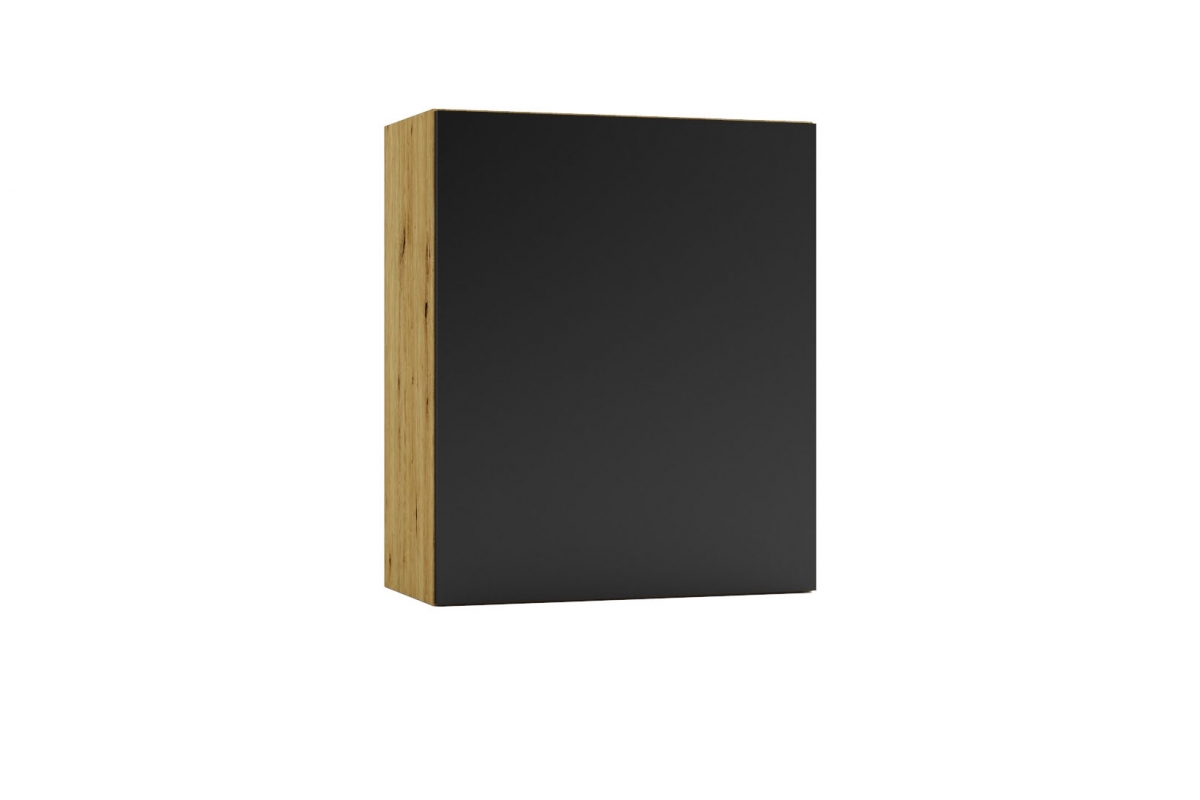 Horná kuchynská skrinka Isabel W60 jednodverová – čierny hrášok / dub artisan Skrinka Kuchynská závesná jednodverová Isabel W60 - Čierny Grášok / Dub artisan