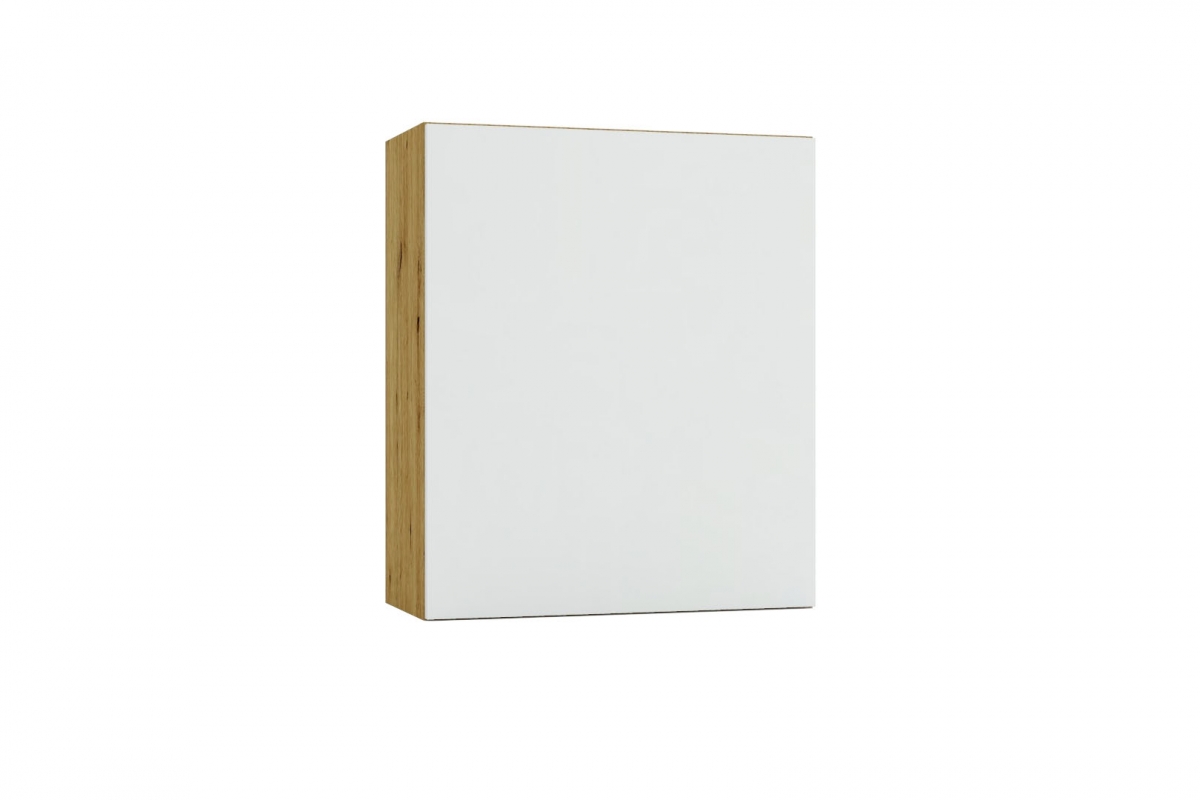 Horná skrinka Isabel W60 jednodverová – svetlosivý mat / dub artisan Skrinka Kuchynská závesná jednodverová Isabel W60 - svetlý šedý mat / Dub artisan