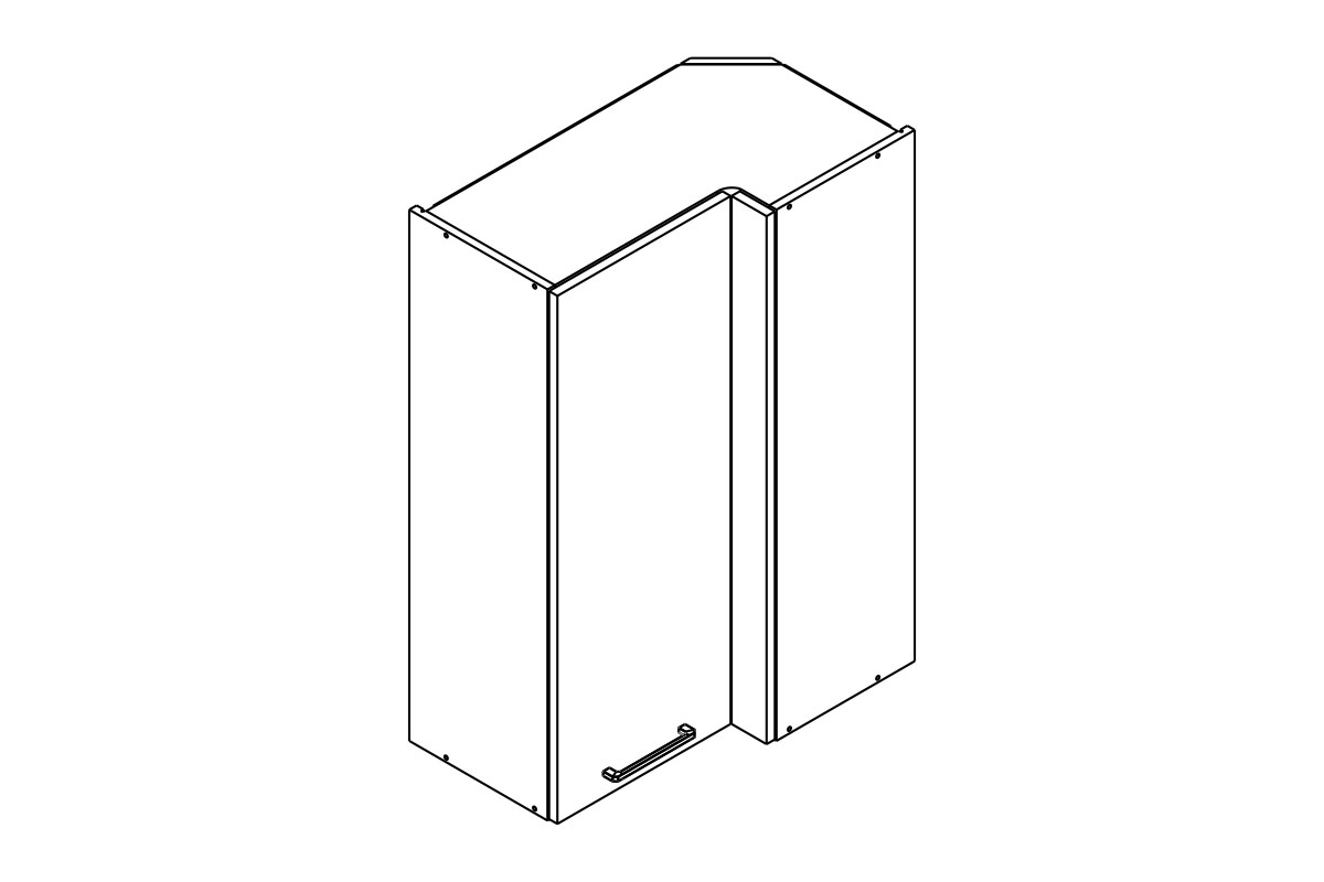Rohová horní kuchyňská skříňka Kammono F WRP70x40/100 – 1dveřová skříňka kuchyňská závěsná Kammono F WRP70x40/100 jednodveřová rohová