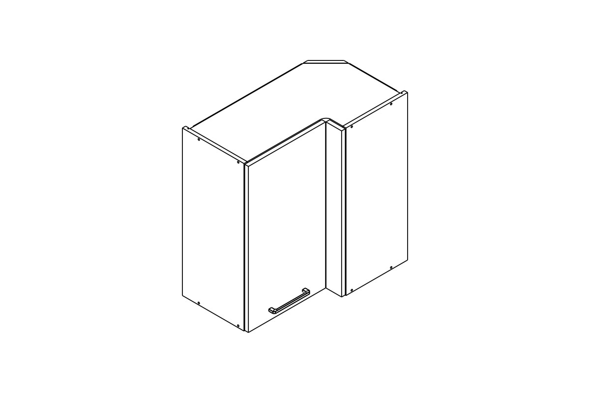 Rohová horní kuchyňská skříňka Kammono F WRP70x40/71 – 1dveřová skříňka kuchyňská závěsná Kammono F WRP70x40/71 jednodveřová rohová