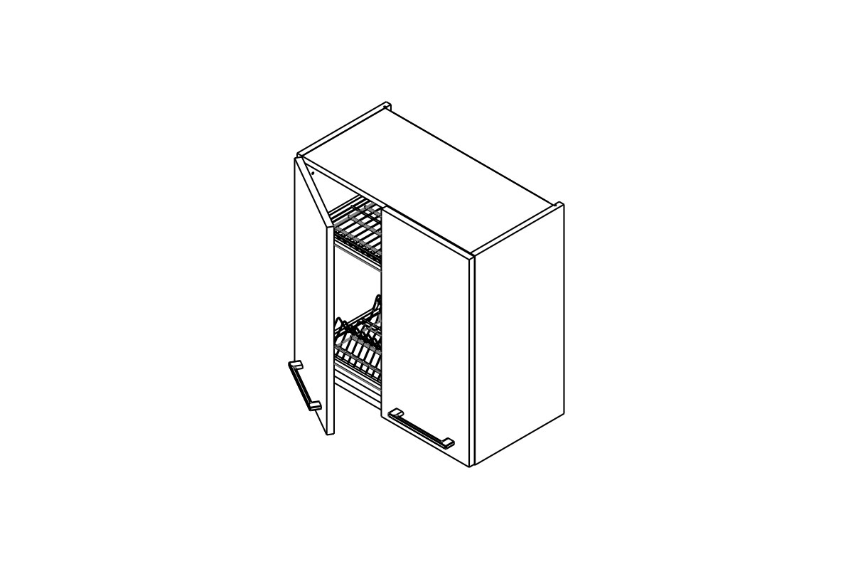 Závesná kuchynská skrinka Kammono F WS60/61 dvojdverová so sušičom riadu Skrinka Kuchynská závesná Kammono F WS60/61 dvojdverová z suszarka do naczyn