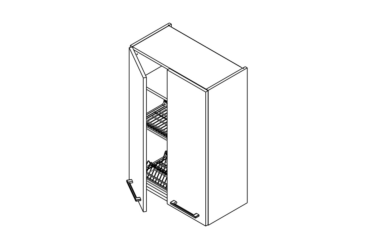 ávesná kuchynská skrinka Kammono F WS60/90 dvojdverová so sušičom riadu Skrinka Kuchynská závesná Kammono F WS60/90 dvojdverová z suszarka do naczyn