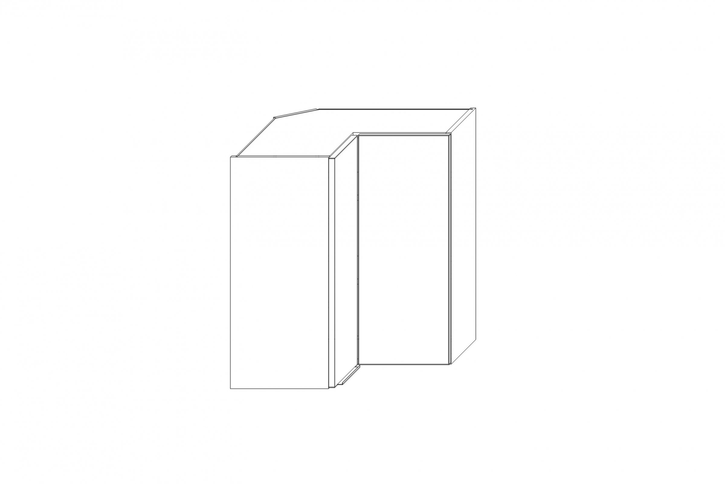 Rohová horní kuchyňská skříňka Kammono K2 WRP60/90 dvoudveřová skříňka kuchyňská závěsná Kammono K2 WRP60/90 dvoudveřová rohová