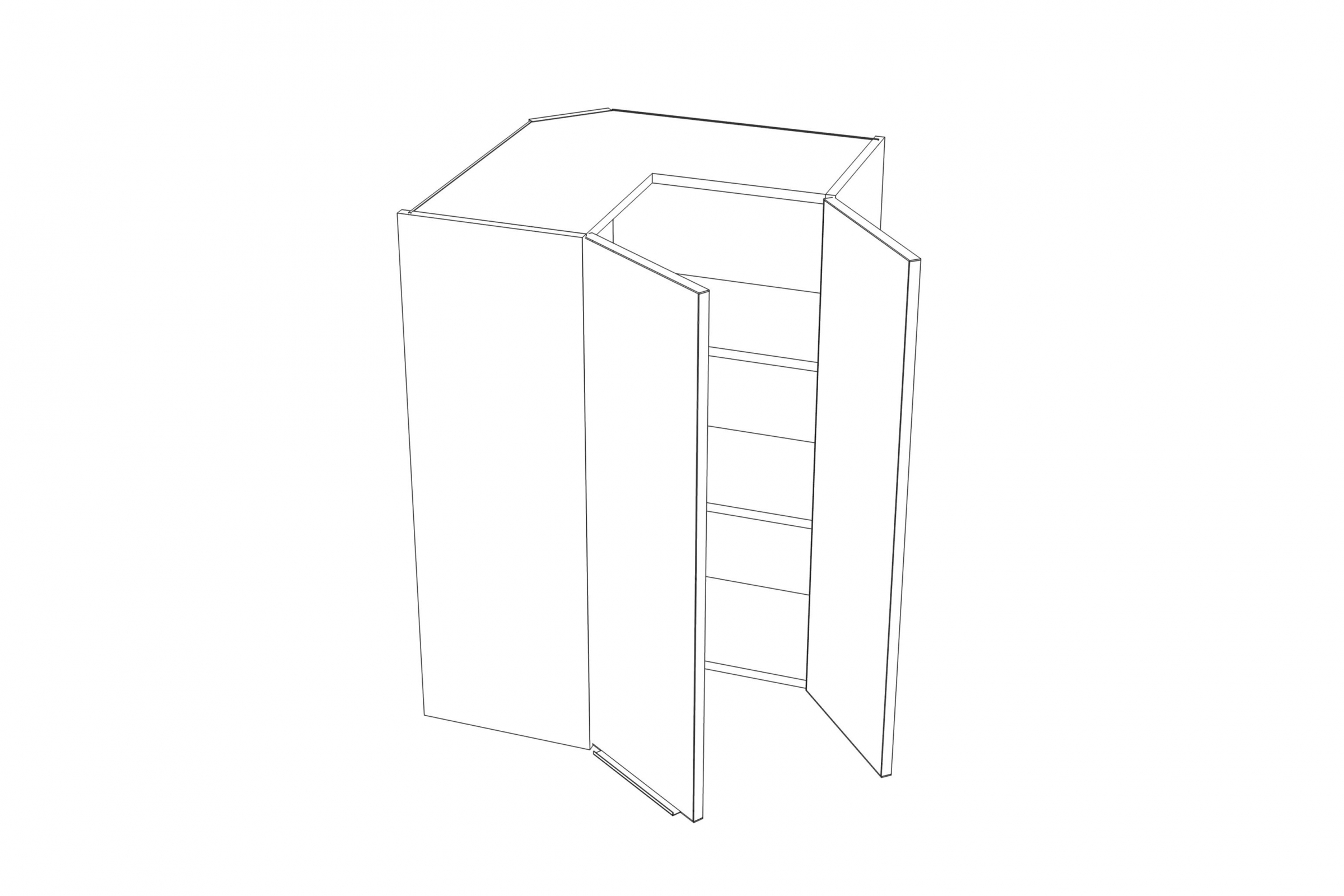 Rohová horní kuchyňská skříňka Kammono K2 WRP60/90 dvoudveřová skříňka kuchyňská závěsná Kammono K2 WRP60/90 dvoudveřová rohová