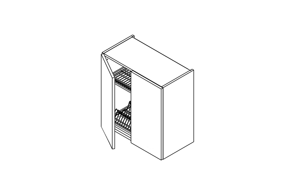 Horní kuchyňská skříňka Kammono K2 WS60/71 dvoudveřová s odkapávačem na nádobí skříňka kuchyňská závěsná Kammono K2 WS60/71 dvoudveřová z suszarka pro naczyn