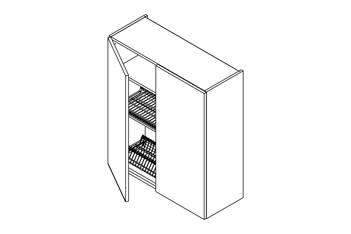 Horní kuchyňská skříňka Kammono K2 WS60/90 dvoudveřová s odkapávačem na nádobí skříňka kuchyňská závěsná Kammono K2 WS60/90 dvoudveřová z suszarka pro naczyn