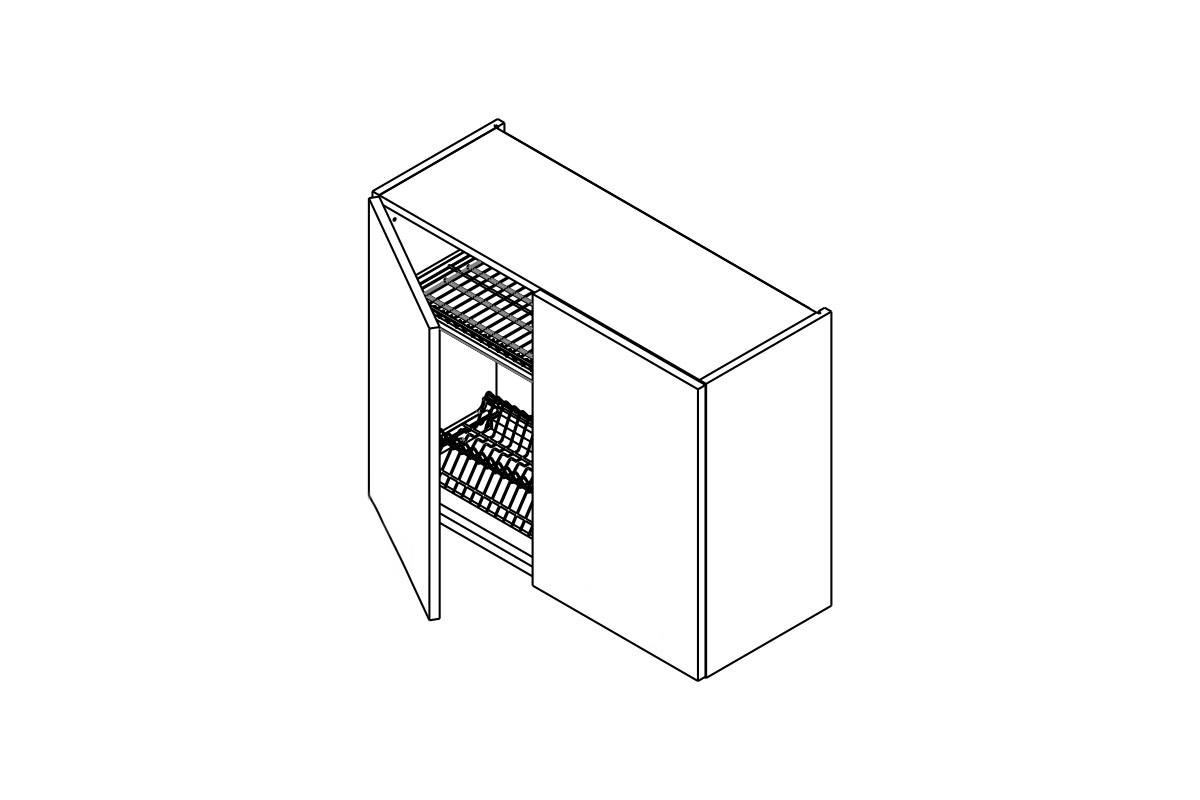 Horní kuchyňská skříňka Kammono K2 WS80/61 dvoudveřová s odkapávačem na nádobí skříňka kuchyňská závěsná Kammono K2 WS80/61 dvoudveřová z suszarka pro naczyn