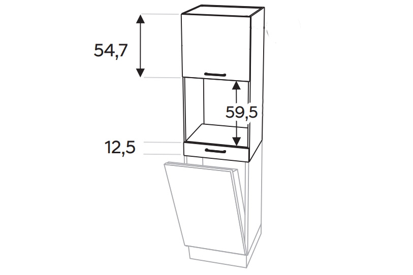 Skrinka Kuchynská závesná KAMMONO P2 NWPD60.1SS/71 nad zmywarke pre vstavanu ruru Skrinka Kuchynská závesná KAMMONO P2 NWPD60.1SS/71 nad zmywarke pre vstavanu ruru