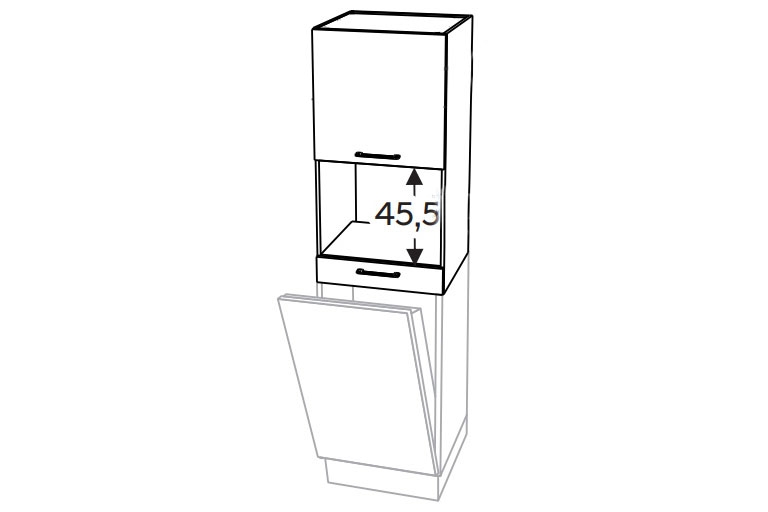 Skrinka Kuchynská závesná KAMMONO P2 NWPKD45.1SS/61 nad zmywarke do riadu kompaktowego piekarnika Skrinka Kuchynská závesná KAMMONO P2 NWPKD45.1SS nad zmywarke do riadu kompaktowego piekarnika