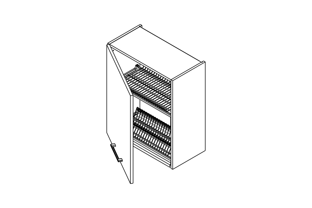 Kuchynská závesná skrinka Kammono P2 WS60.1/71 jednodverová s odkvapkávačom na riad Skrinka Kuchynská závesná Kammono P2 WS60.1/71 jednodverová z suszarka do naczyn