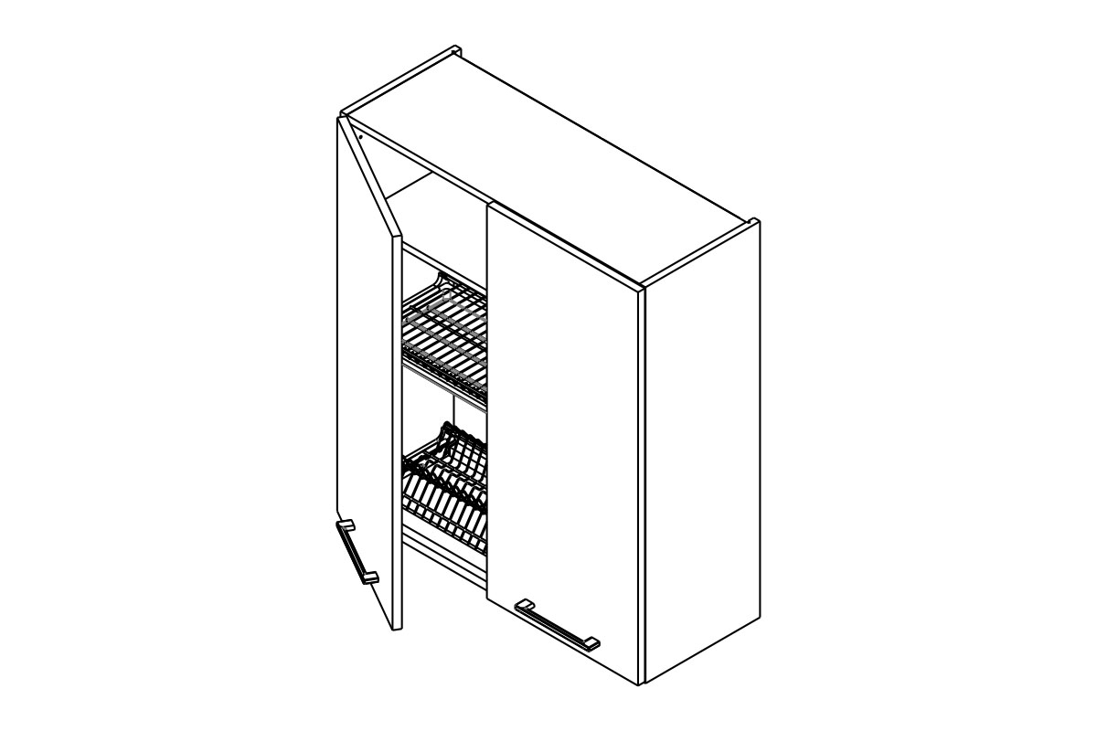 Kuchynská závesná skrinka Kammono P2 WS80/90 dvojdverová s odkvapkávačom na riad Skrinka Kuchynská závesná Kammono P2 WS80/90 dvojdverová z suszarka do naczyn