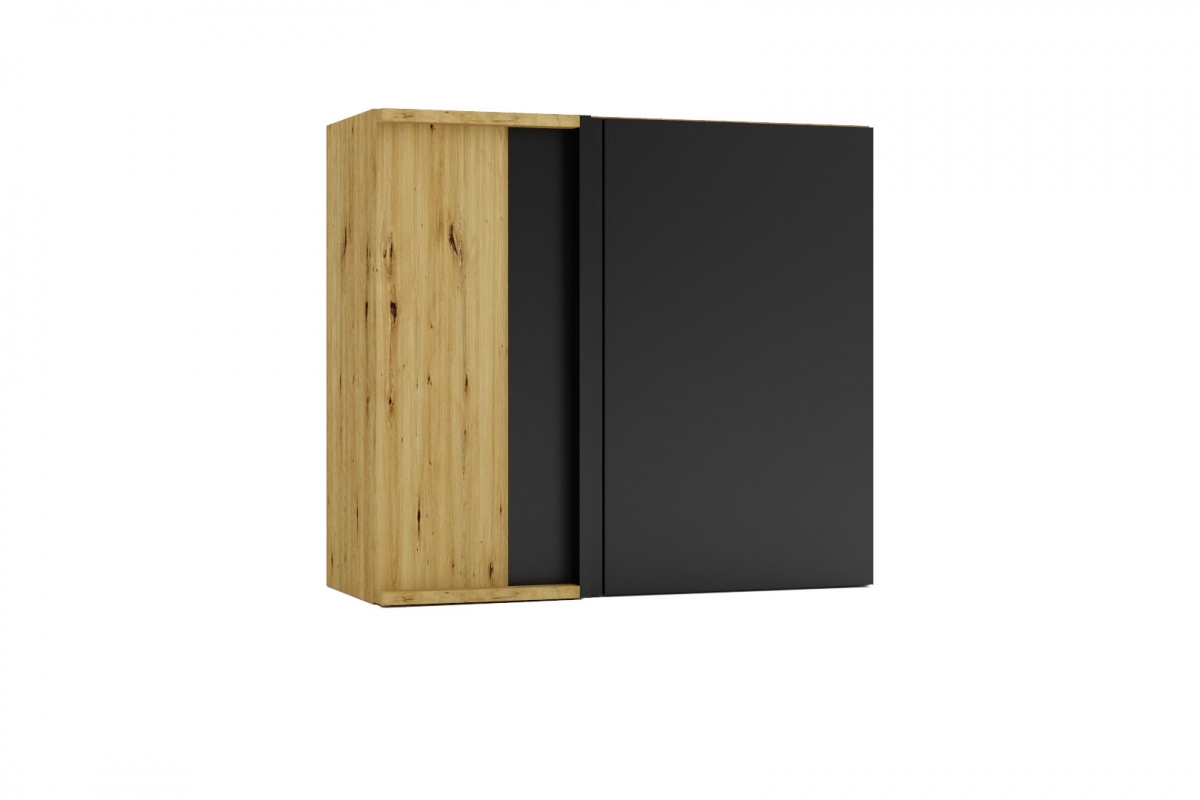 Horná rohová kuchynská skrinka Isabel WNP jednodverová – čierny hrášok / dub artisan Skrinka Kuchynská závesná rohová Isabel WNP - Čierny Grášok / Dub artisan