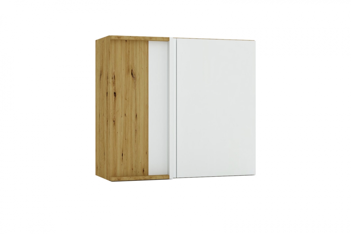 Horná rohová skrinka Isabel WNP jednodverová – svetlosivý mat / dub artisan Skrinka Kuchynská závesná rohová Isabel WNP - svetlý šedý mat / Dub artisan