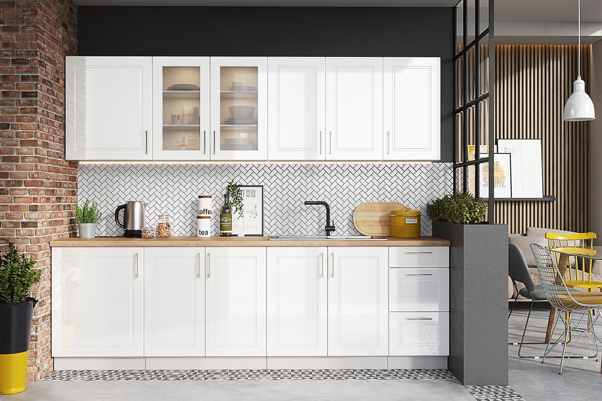 Kuchyňská závěsná skříňka Natalia W60 SU P/L s odkapávačem - bílý lesk skříňka kuchyňská závěsná Natalia W60 SU jednodveřová s odkapávačem - bílý lesk