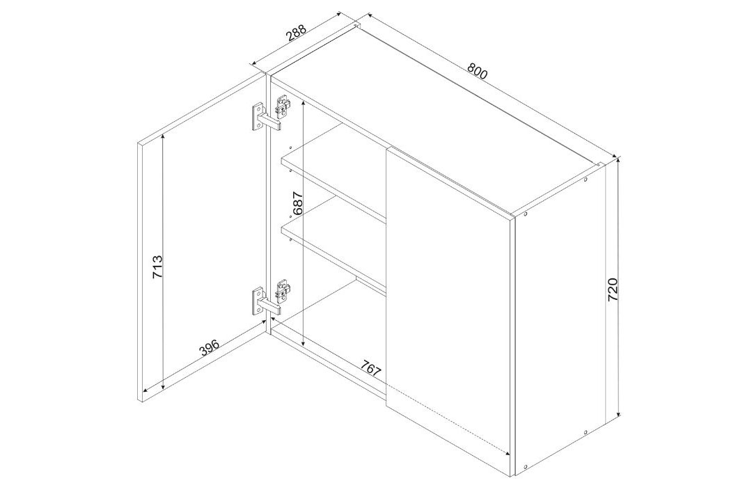 Natalia biely lesk WS80 - závesná skrinka vitrína Skrinka Kuchynská závesná Natalia WS80 dvojdverová presklená - biely lesk