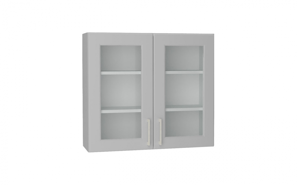 Závěsná vitrínová skříňka Natalia WS80 - šedý mat skříňka kuchyňská závěsná Natalia WS80 dvoudveřová prosklená - šedá mat