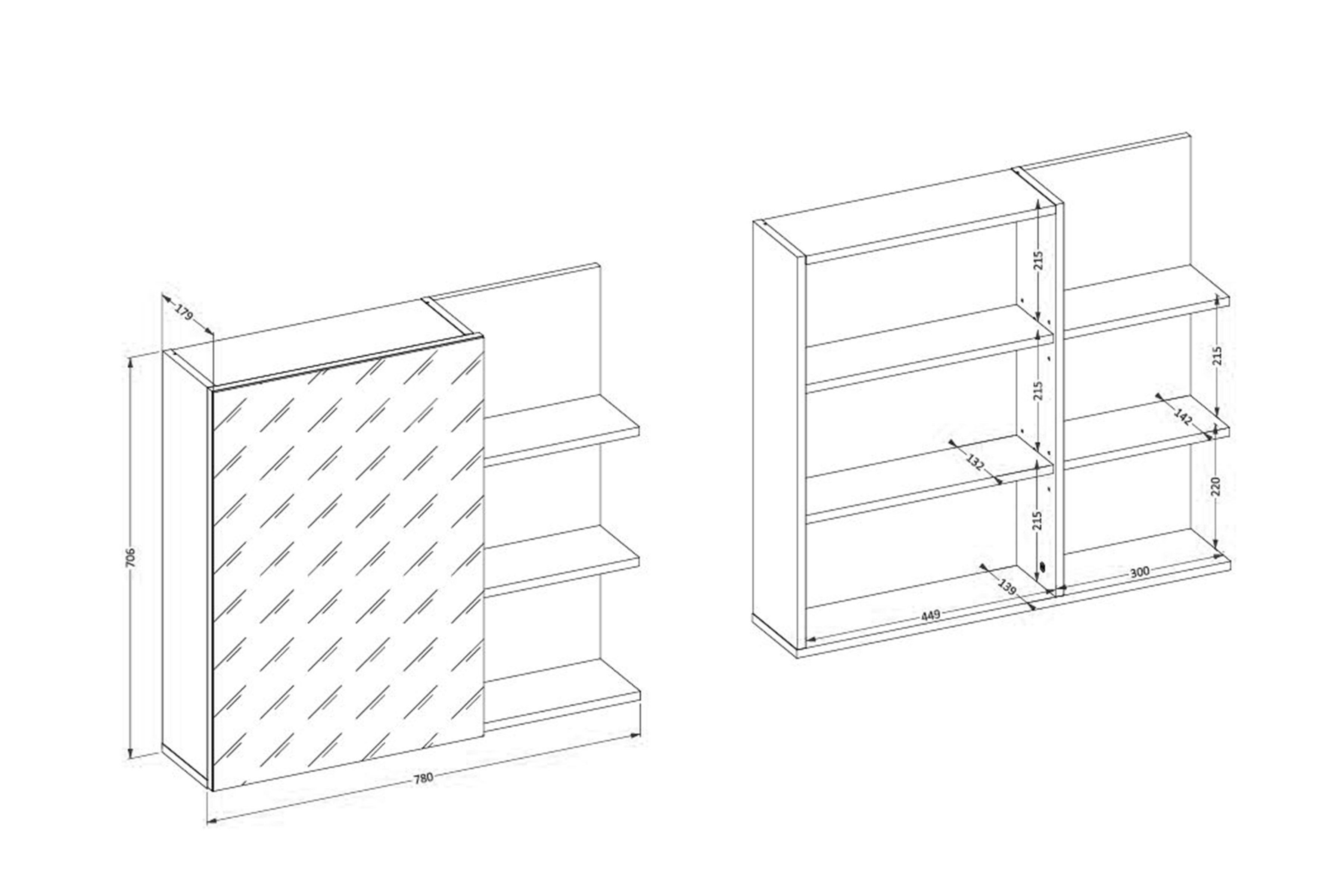 Závesná skrinka do kúpelne Irvine 78 cm so zrkadlom – bielo-čierna / biely lesk Skrinka lazienkowa Irvine 78 cm závesná z zrkadlom - Biely-čierny / biela lesk