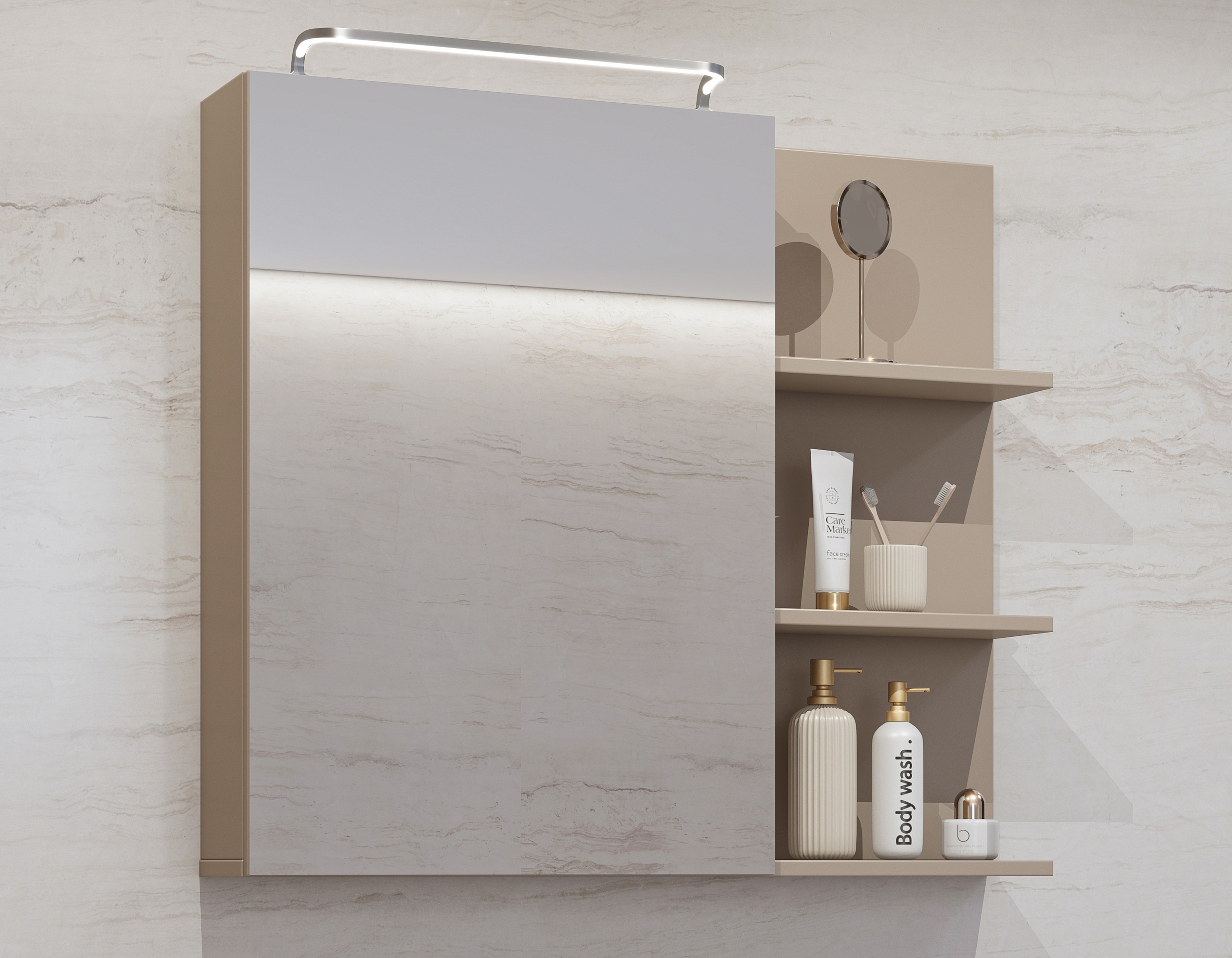 Závesná skrinka do kúpelne Irvine 78 cm so zrkadlom – congo / čierna Skrinka lazienkowa Irvine 78 cm závesná z zrkadlom - congo / Čierny