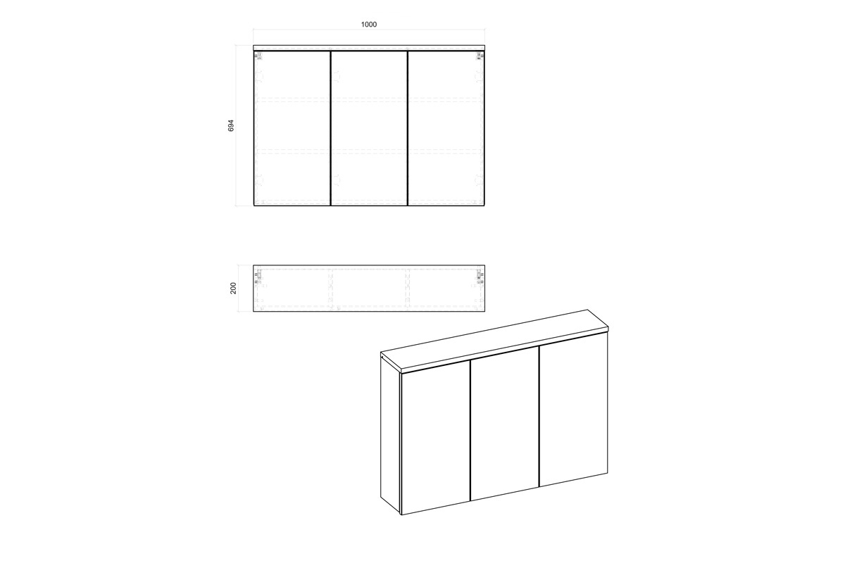 Skrinka so zrkadlom Bali White New 845 - Dub wotan / biely mat Skrinka z zrkadlom Bali White New 845 - Dub wotan / biely mat