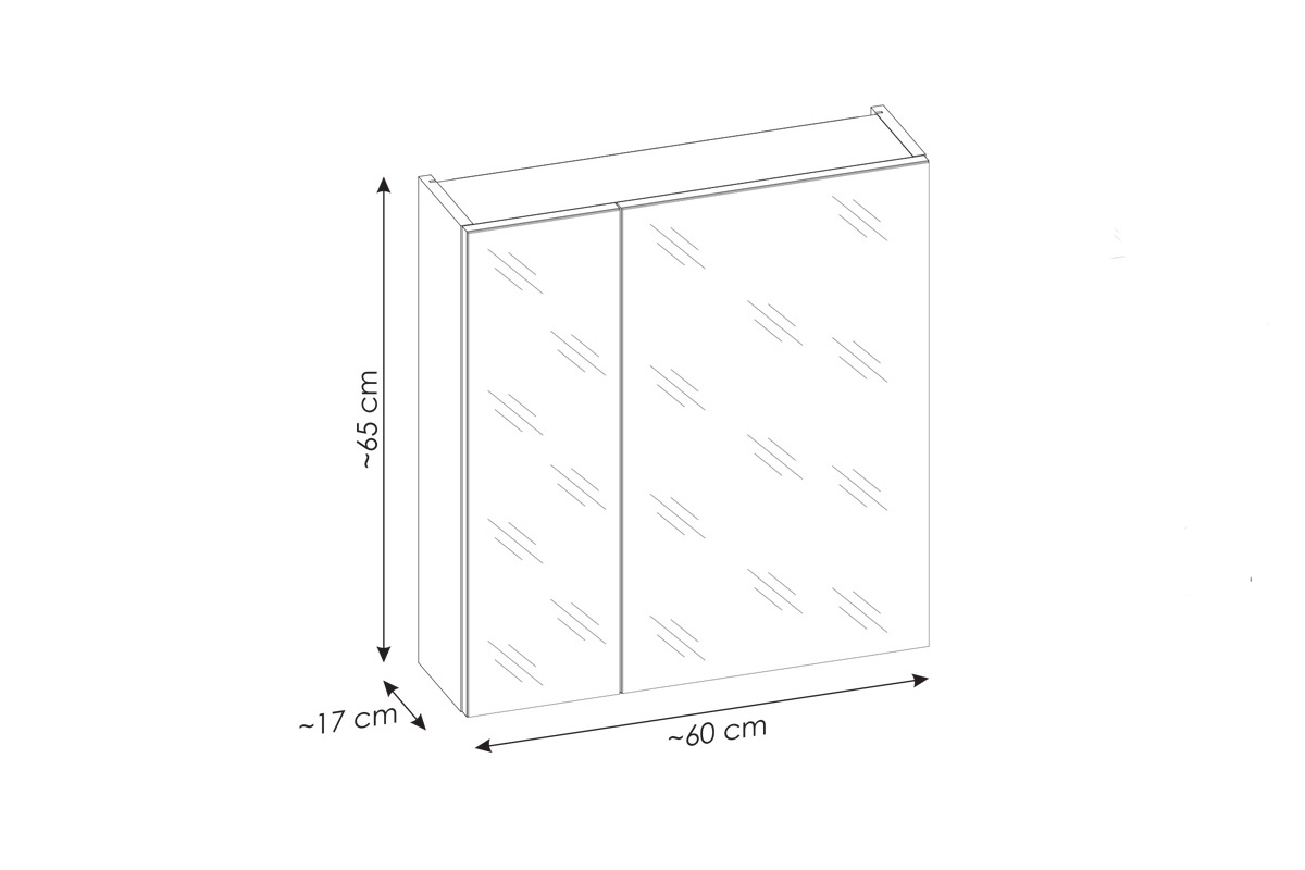 Závěsná zrcadlová skříňka Santa Fe Taupe 60 cm - křemíková šedá Rozměry Skříňky Comad 