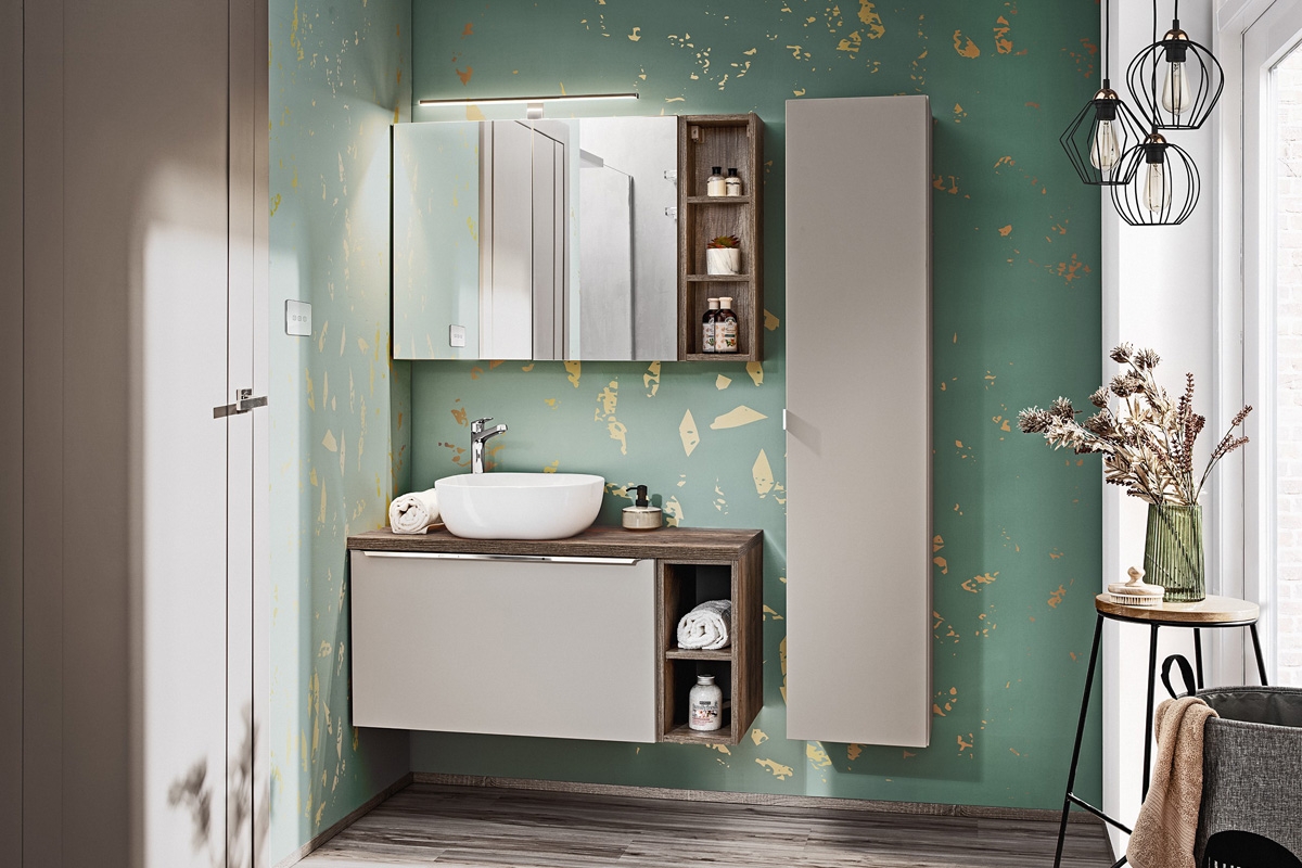 Závěsná zrcadlová skříňka Santa Fe Taupe 80 cm - křemíková šedá Nábytek do lazienki santa fe taupe 