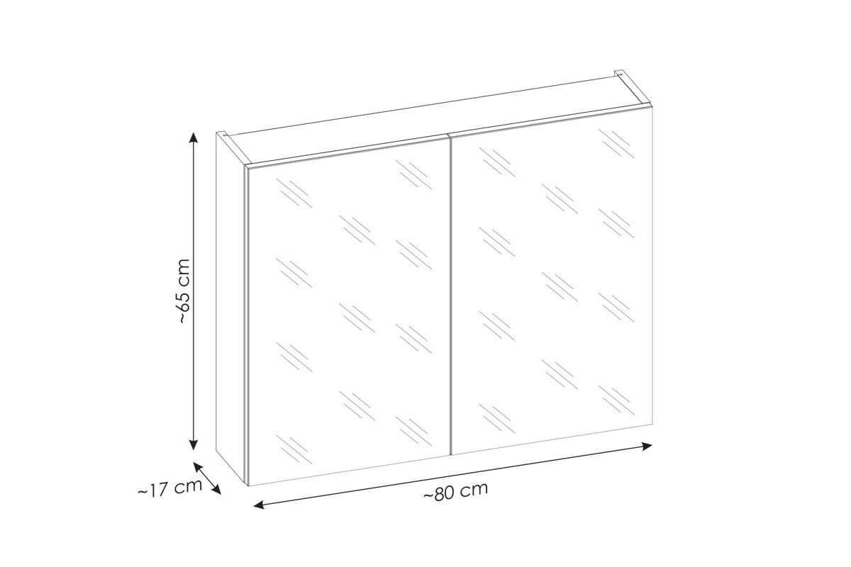 Závěsná zrcadlová skříňka Santa Fe Taupe 80 cm - křemíková šedá Rozměry Skříňky 
