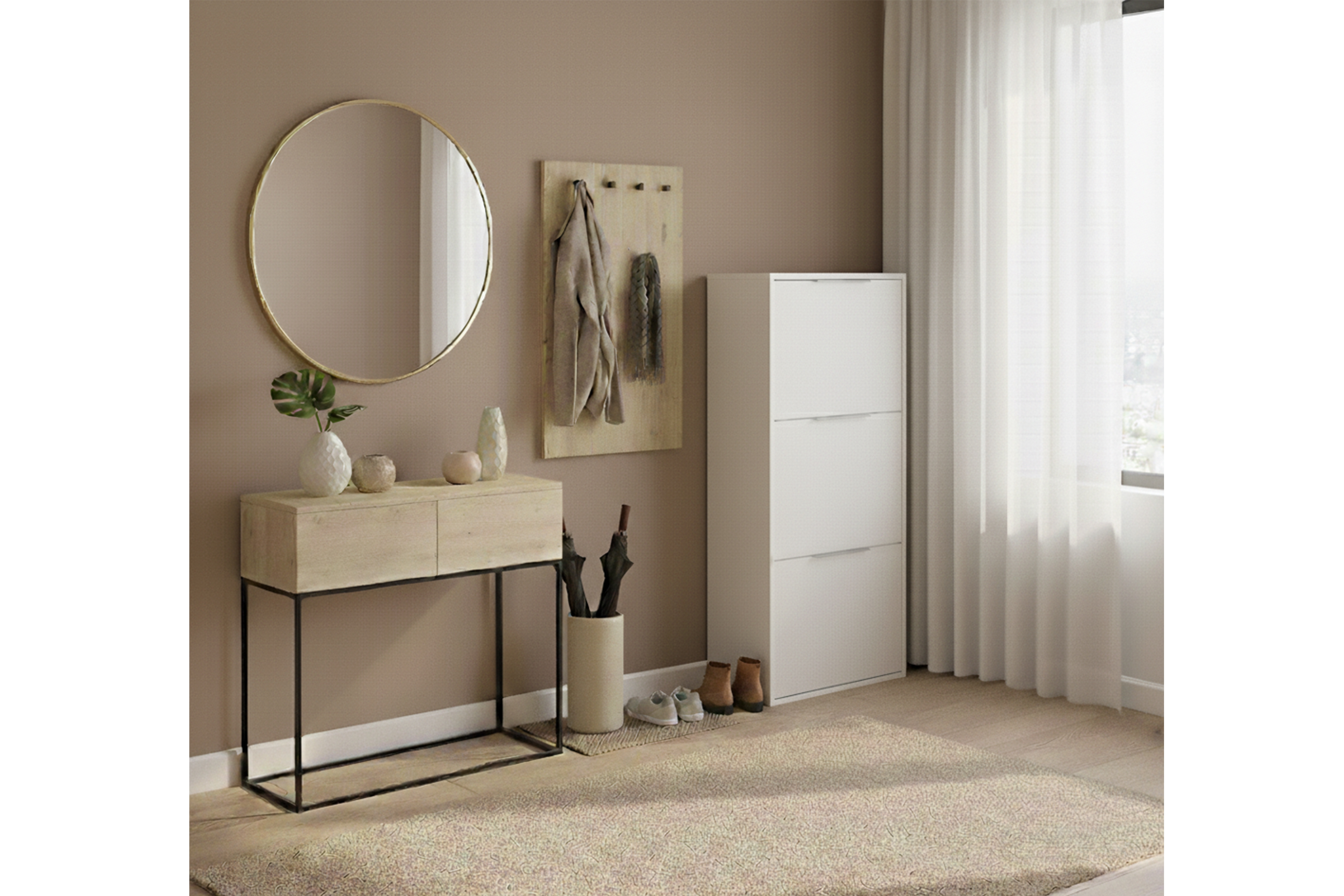 Botník Milo trojposchodový - biely Skrinka na topánky Milo trzypoziomowa - Biely