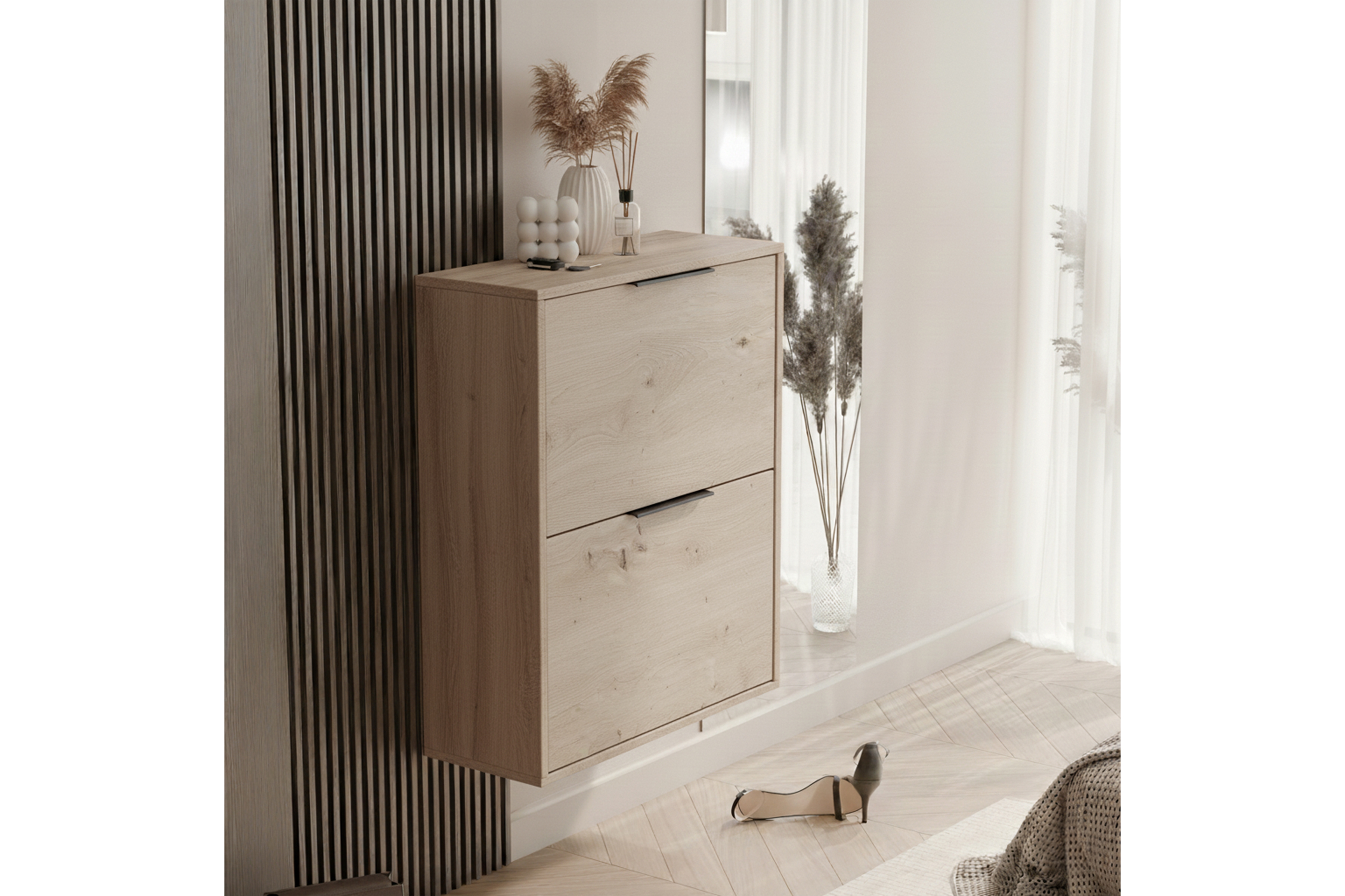 Závesná / stojaca dvojúrovňová skrinka na topánky Milo - dub artisan Skrinka na topánky Milo závesná / stojaca dvojúrovňový - Dub artisan 