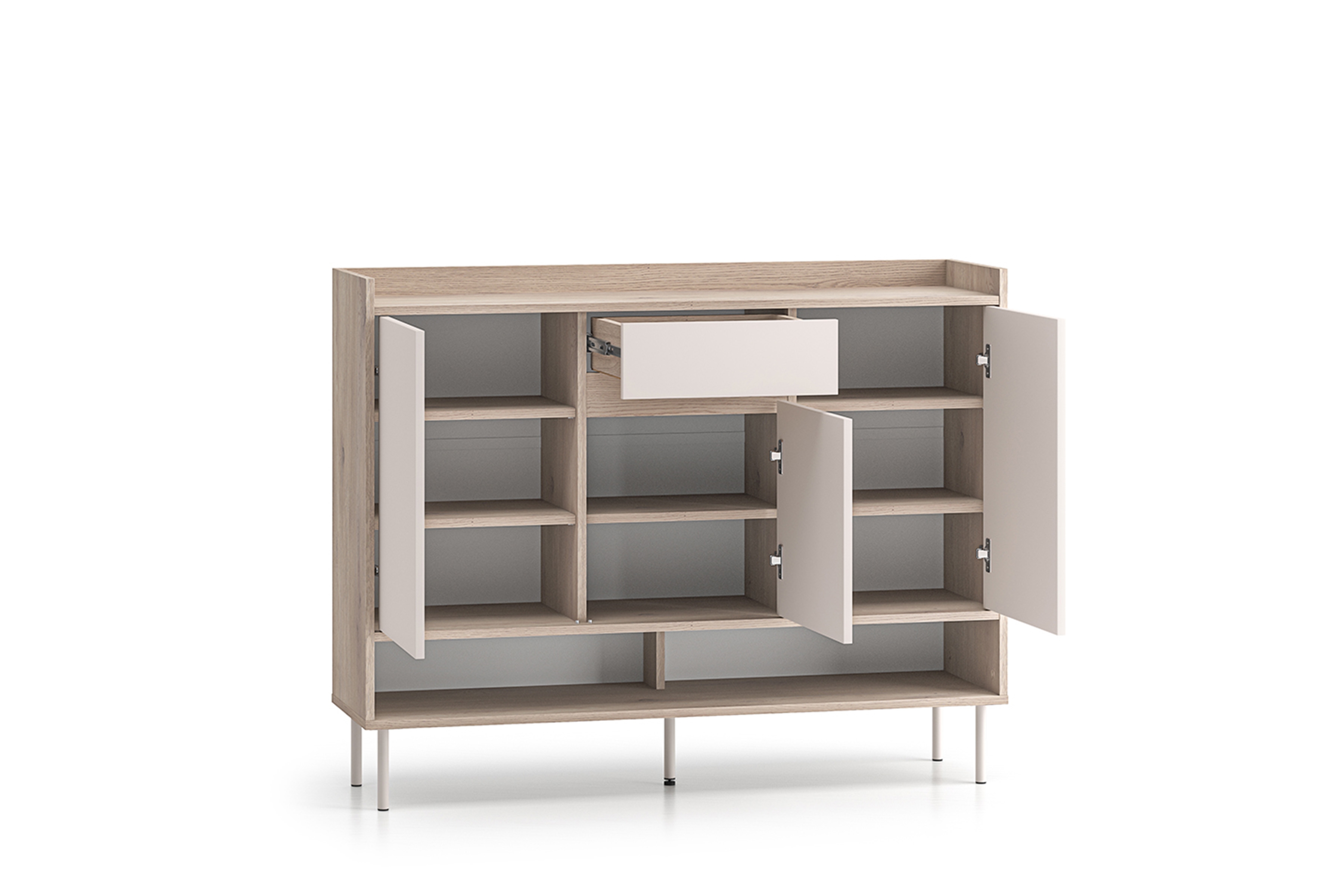 Botník Tivano 02 120 cm - kašmír / dub cremona skříňka na boty Voco 02 120 cm - kašmír / dub cremona