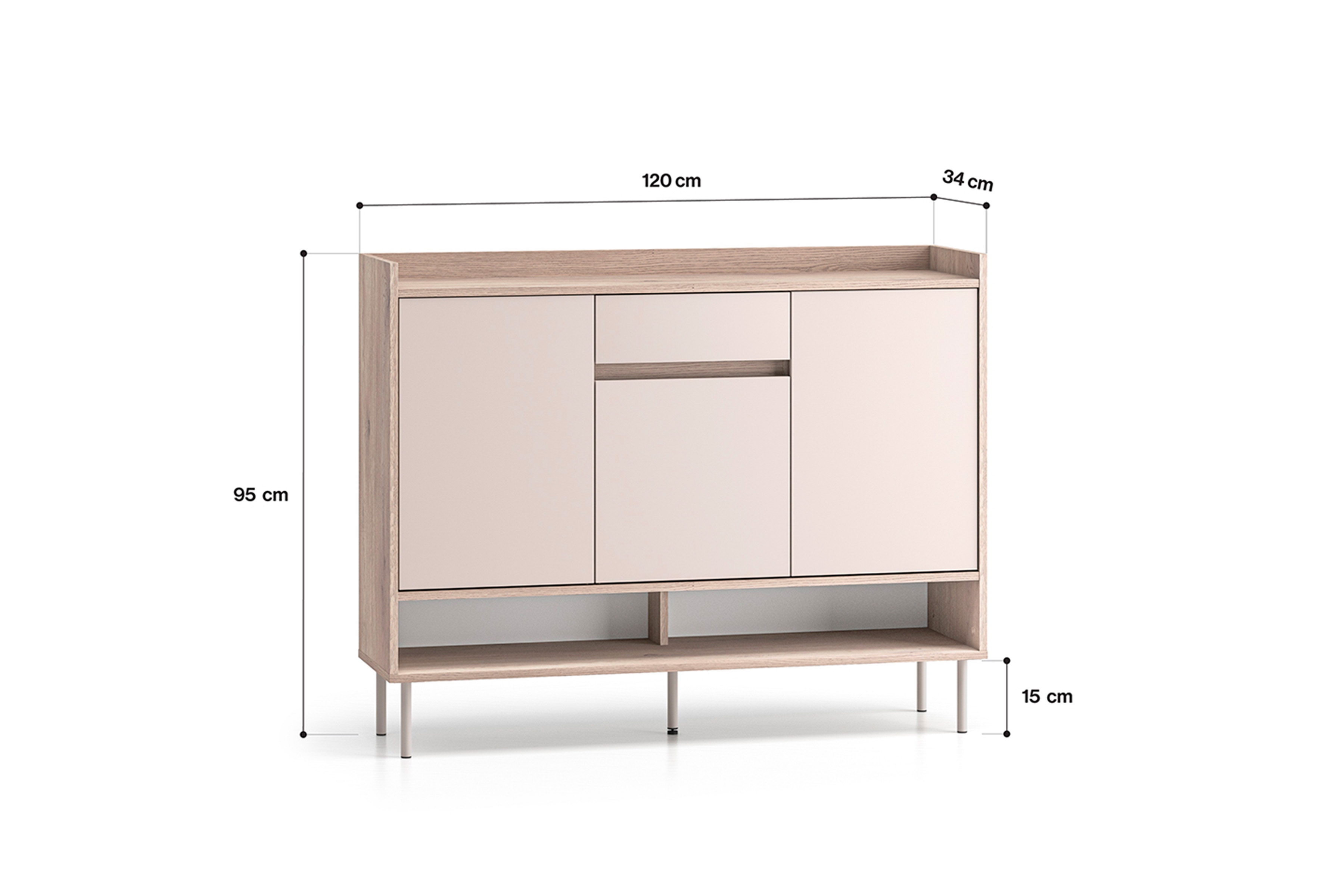 Botník Tivano 02 120 cm - kašmír / dub cremona skříňka na boty Voco 02 120 cm - kašmír / dub cremona