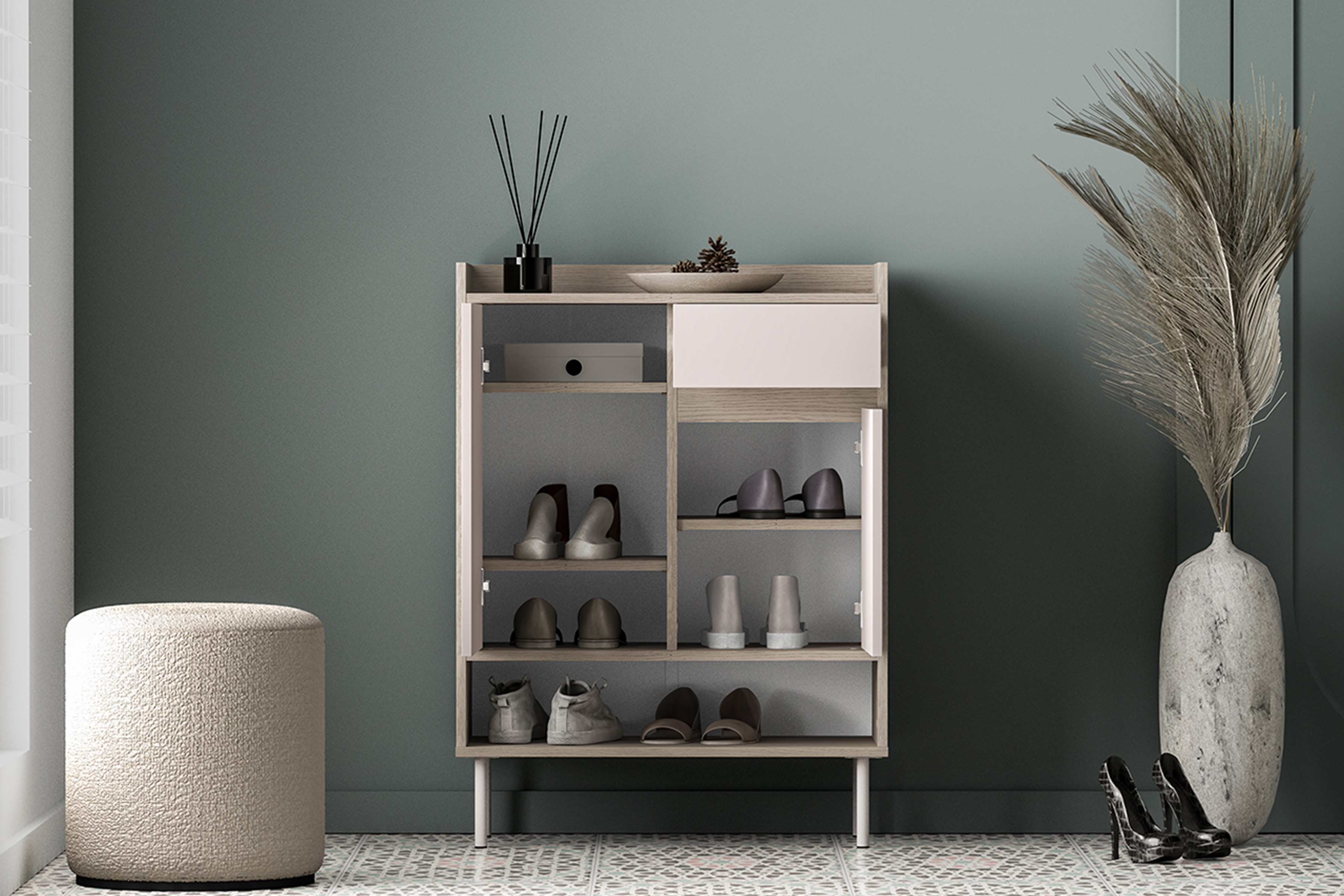 Botník Tivano 03 70 cm - kašmír / dub cremona skříňka na boty Voco 03 70 cm - kašmír / dub cremona