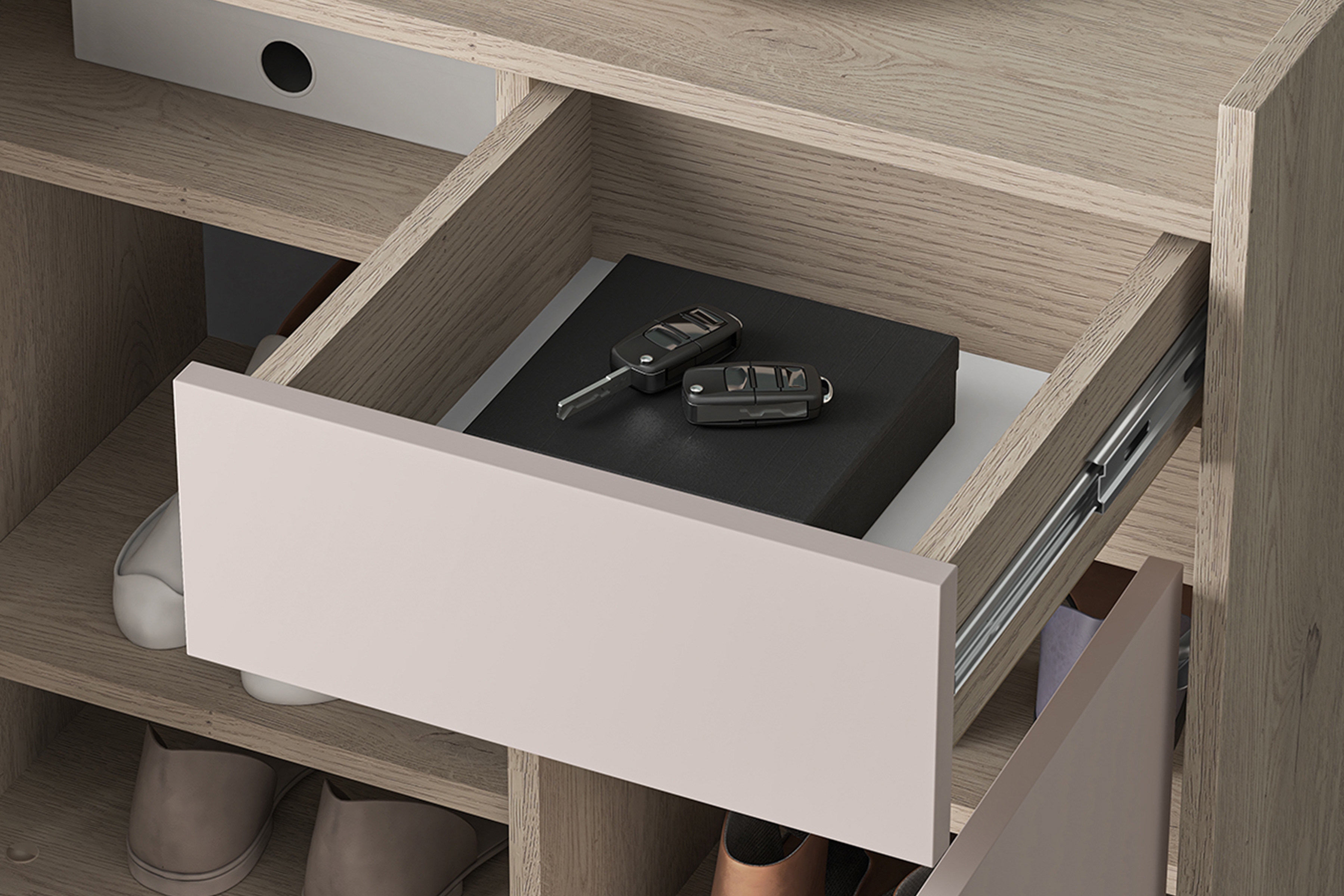 Botník Tivano 03 70 cm - kašmír / dub cremona skříňka na boty Voco 03 70 cm - kašmír / dub cremona