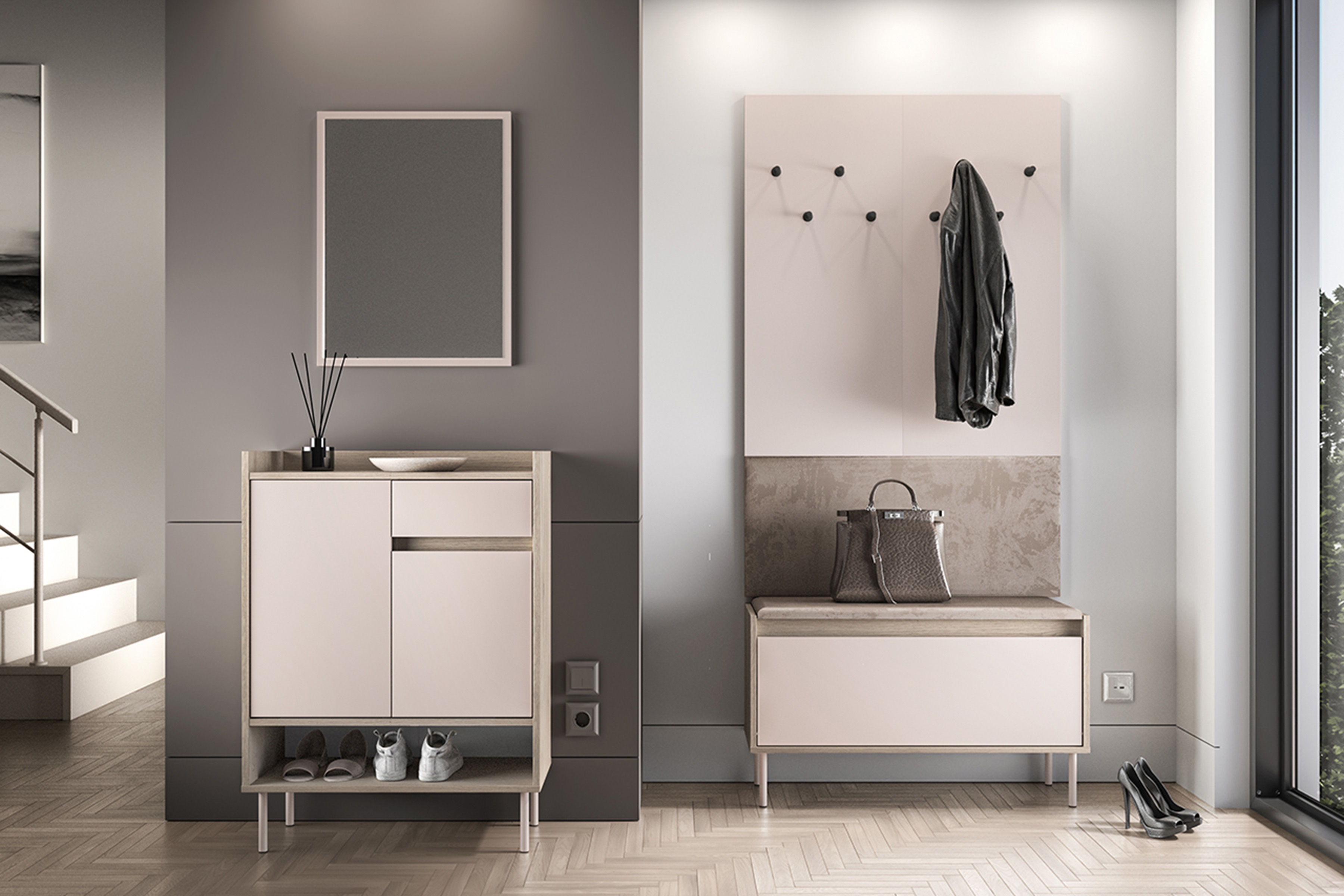 Botník Tivano 03 70 cm - kašmír / dub cremona skříňka na boty Voco 03 70 cm - kašmír / dub cremona