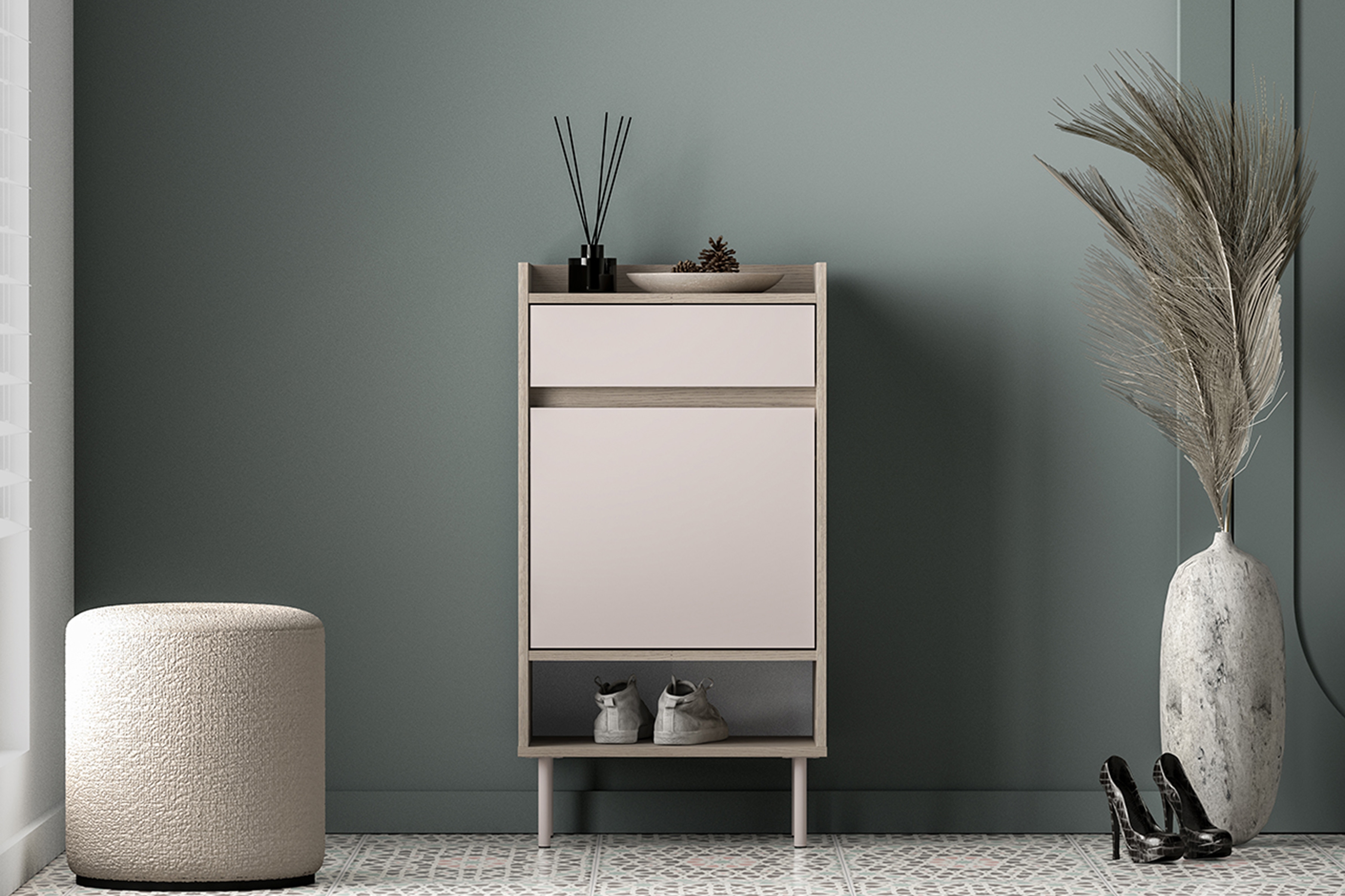 Botník Tivano 04 50 cm - kašmír / dub cremona skříňka na boty Voco 04 50 cm - kašmír / dub cremona