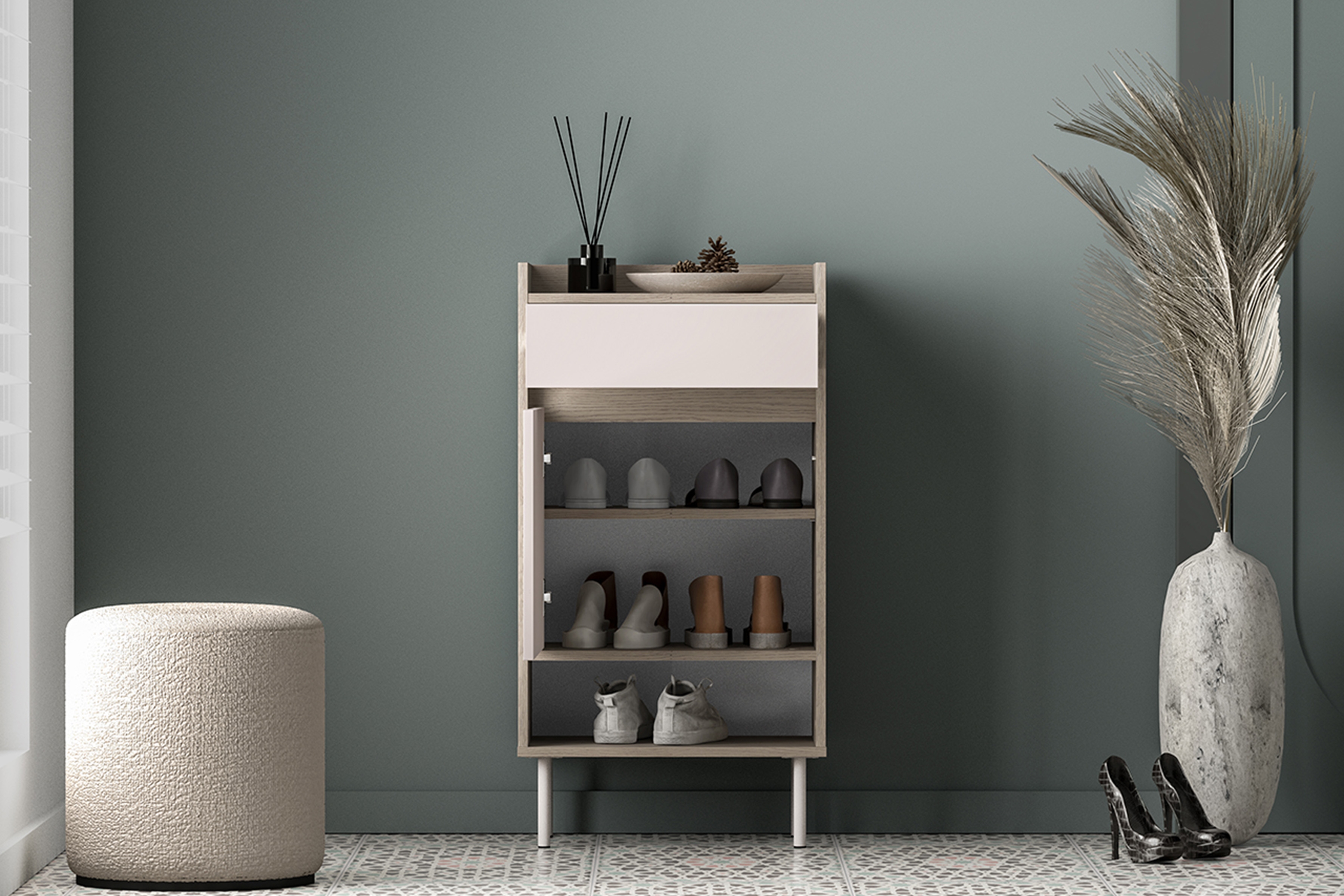 Botník Tivano 04 50 cm - kašmír / dub cremona skříňka na boty Voco 04 50 cm - kašmír / dub cremona