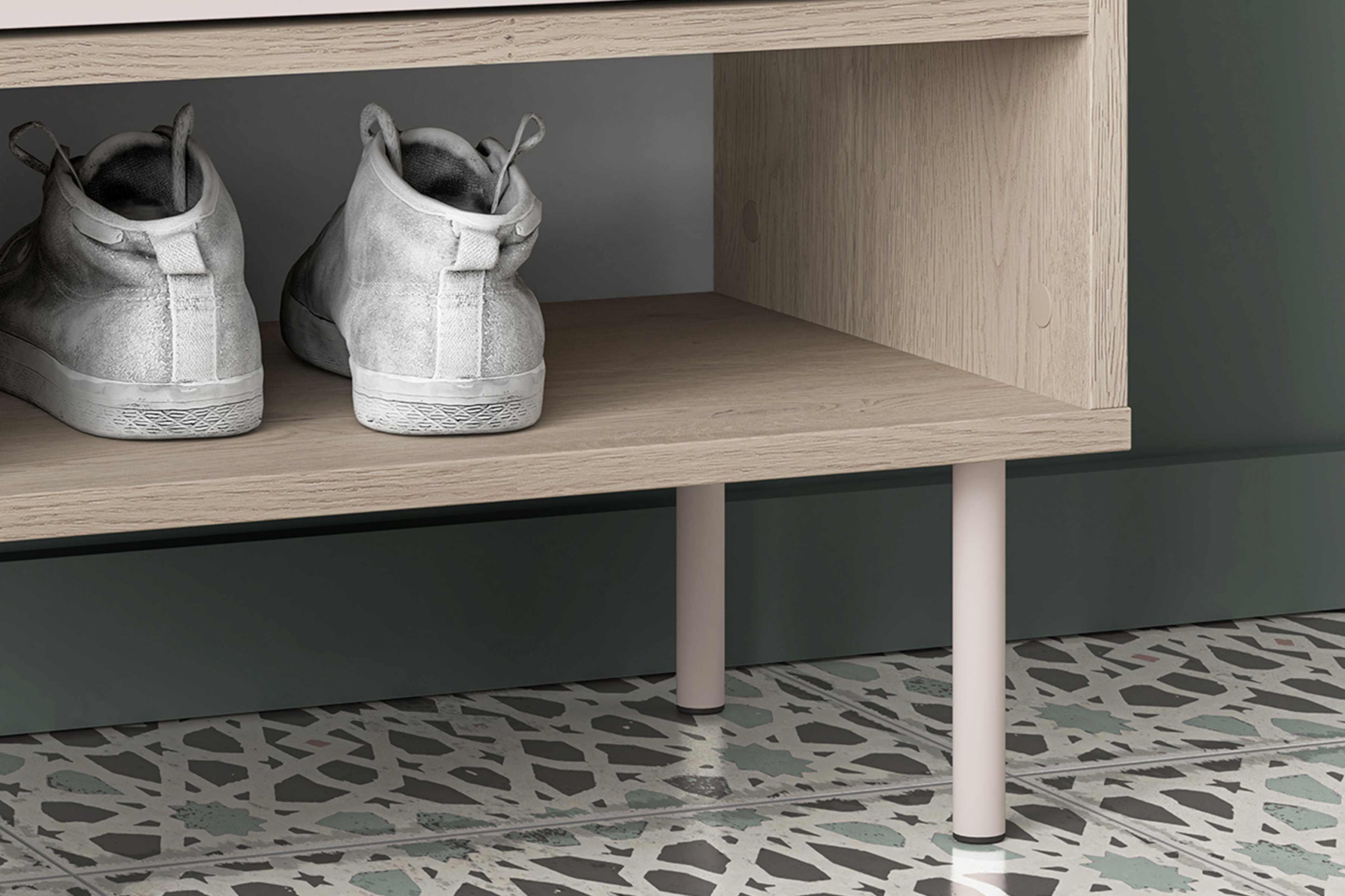 Botník Tivano 04 50 cm - kašmír / dub cremona skříňka na boty Voco 04 50 cm - kašmír / dub cremona