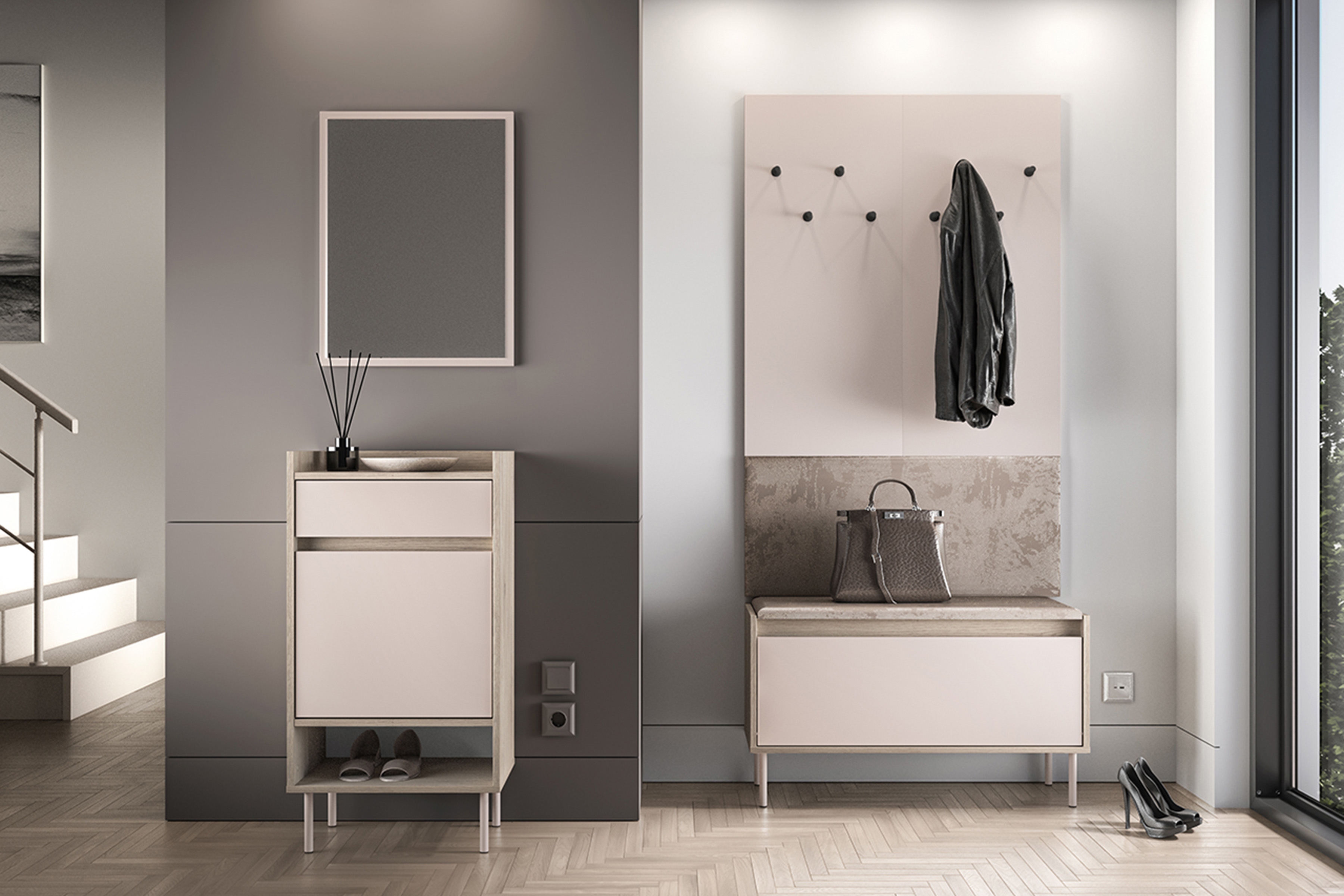 Botník Tivano 04 50 cm - kašmír / dub cremona skříňka na boty Voco 04 50 cm - kašmír / dub cremona